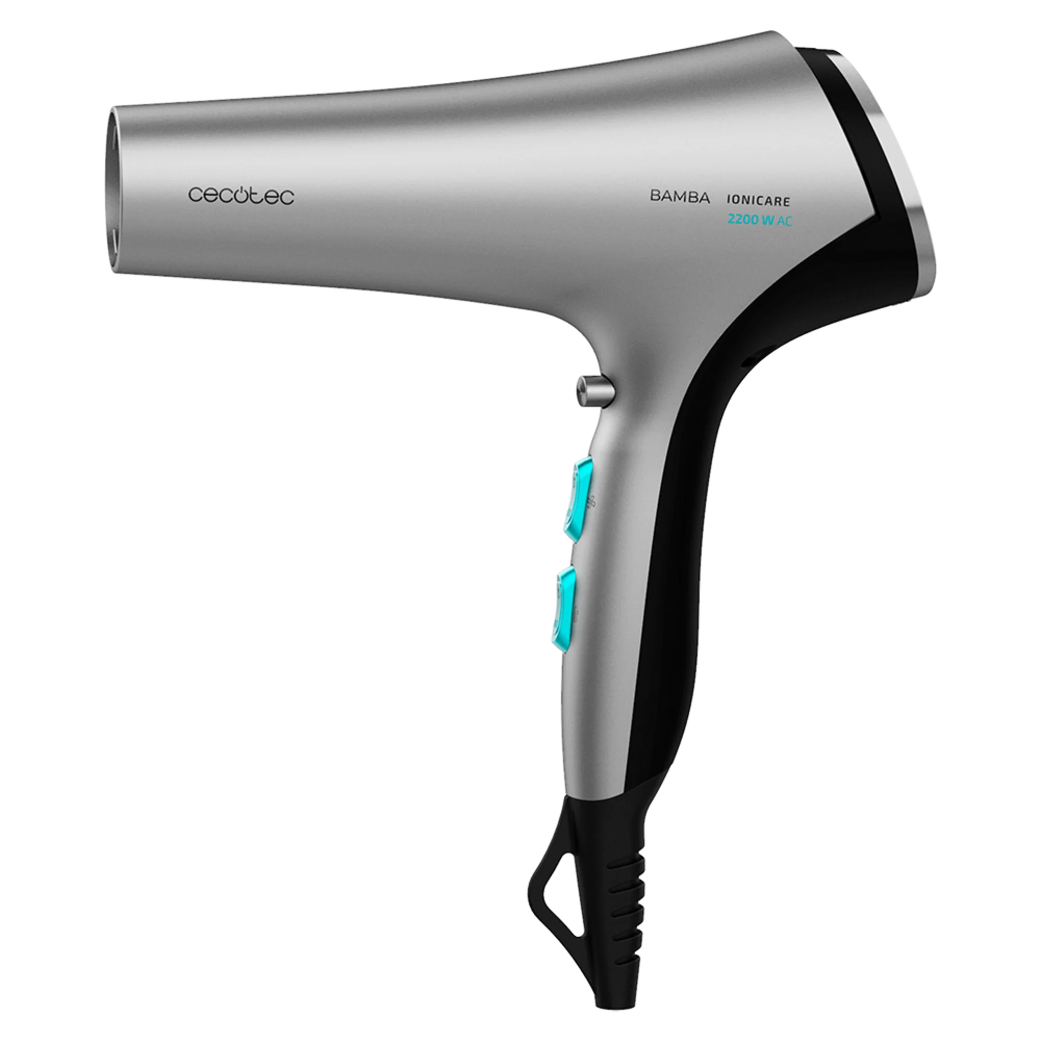 IoniCare 5320 Flashlook Black 2200W AC-Trockner mit zwei Düsen und Diffusor.