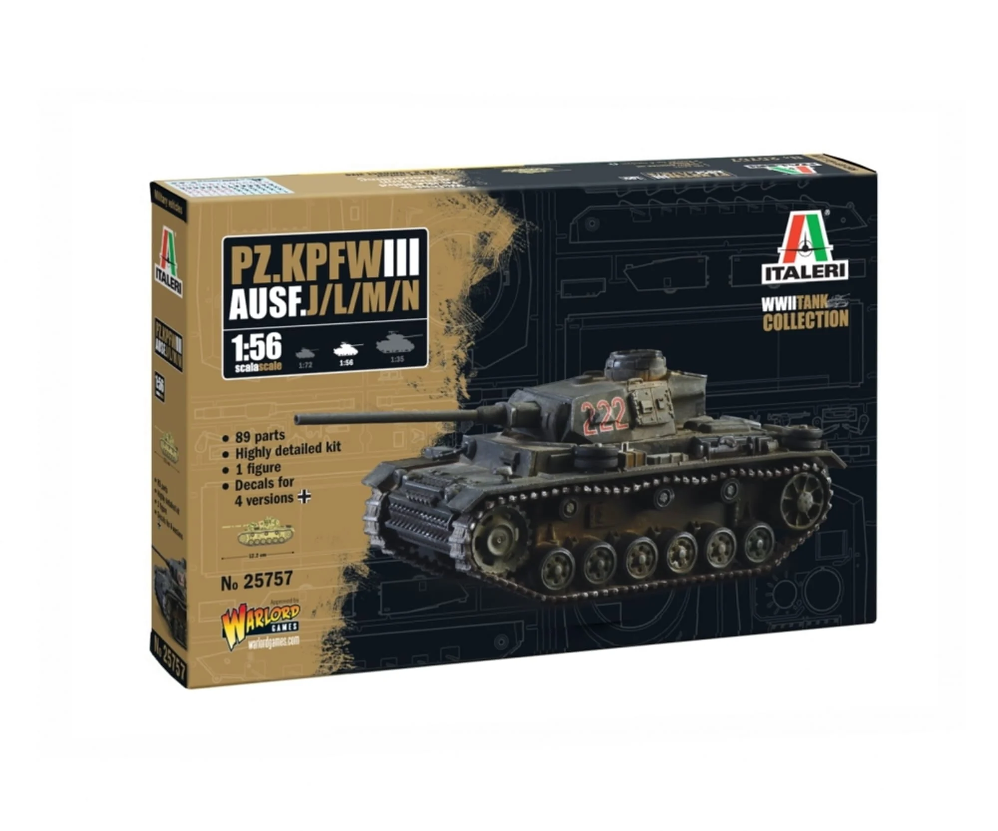 Italeri 1:56 Panzer Kpfw. III Ausf. J/L/M/N Plastik Modellbausatz