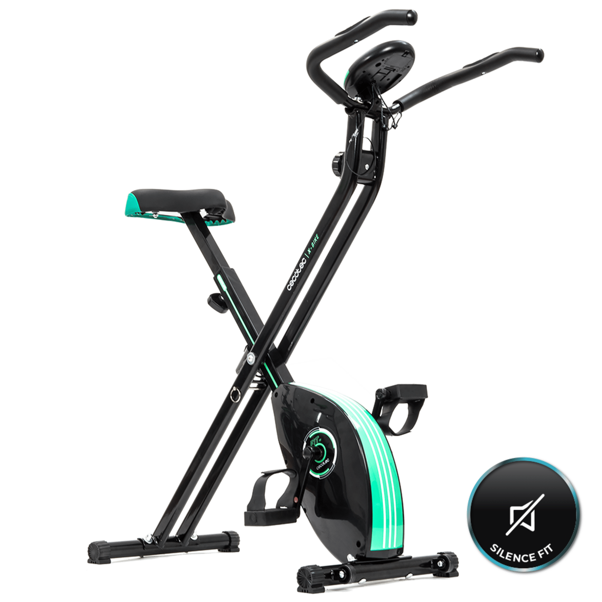 Klappbarer Heimtrainer mit Schwungrad 2,5 kg X-Bike. Silence Fit System, Ergonomisch, Verstellbarer Lenker und Sattel, Herzfrequenzmesser, LCD-Display, Räder, Maximalgewicht 100 kg