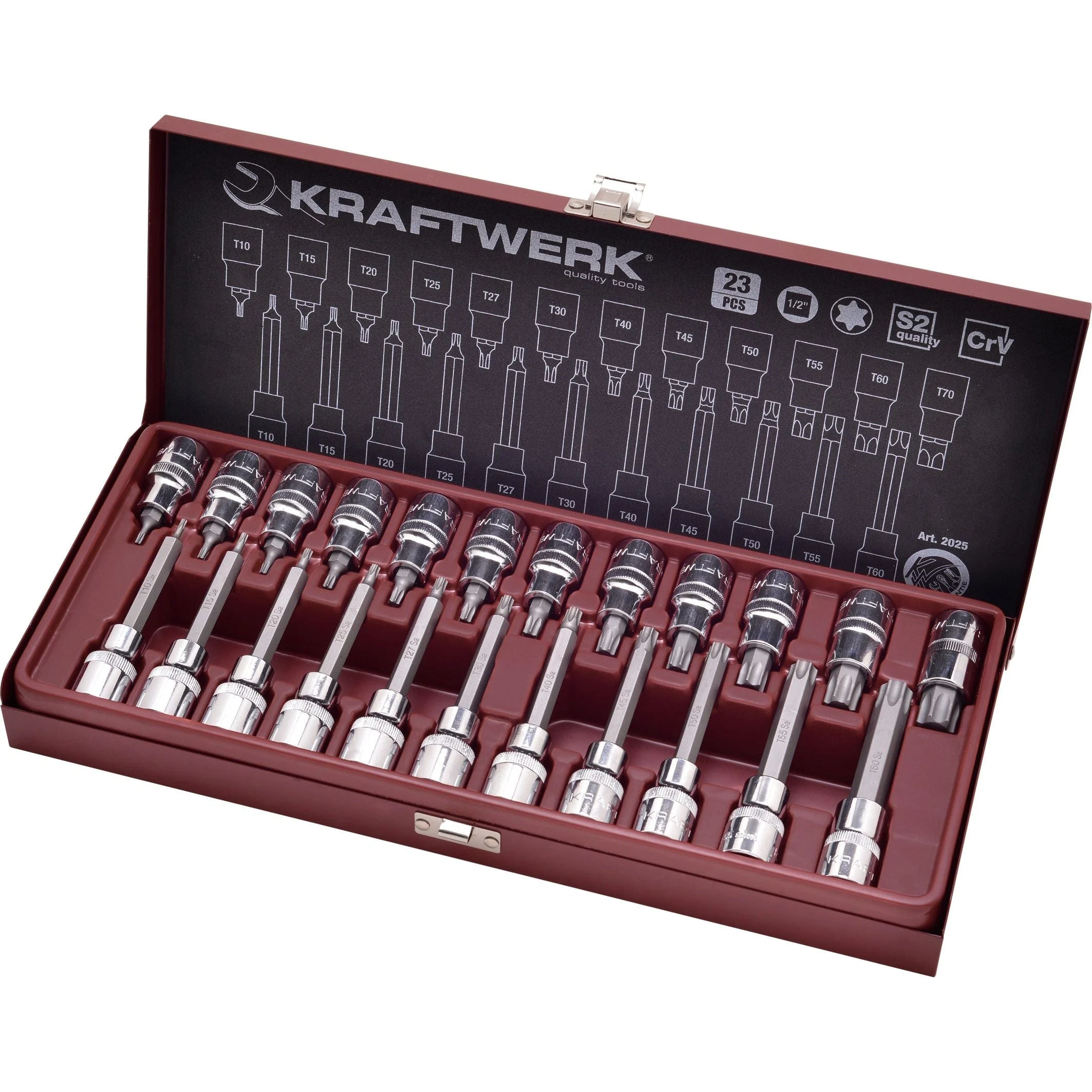 Kraftwerk 1/2" TX-Schraubendreher-Steckschlüsseleinsatz-Satz, TORX, 23-tlg