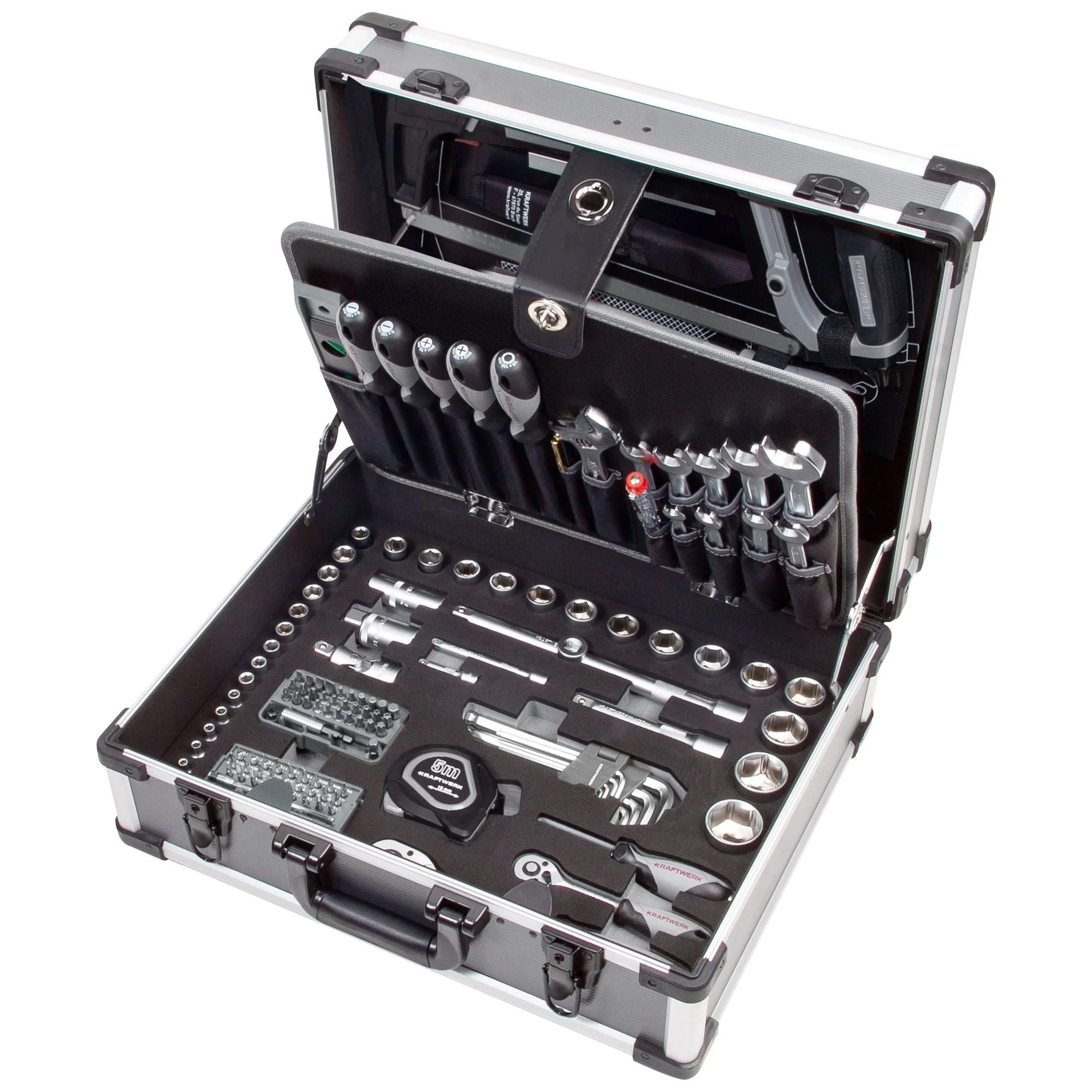 Kraftwerk BASIC LINE 1/4" + 1/2" Umschaltknarren Steckschlüsselsatz Werkzeugkoffer B100, 170-tlg