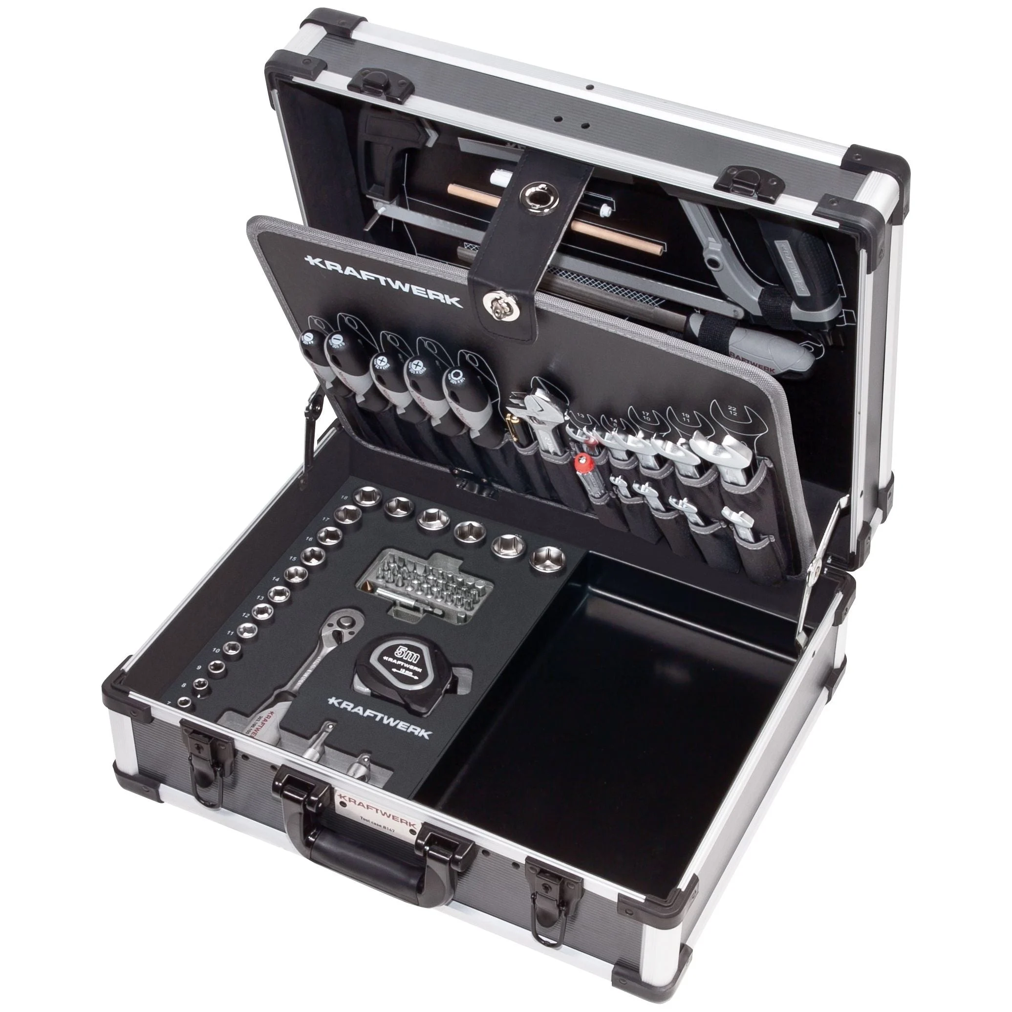 Kraftwerk BASIC LINE 3/8" Umschaltknarre Steckschlüsselsatz Werkzeugkoffer B147, 97-tlg