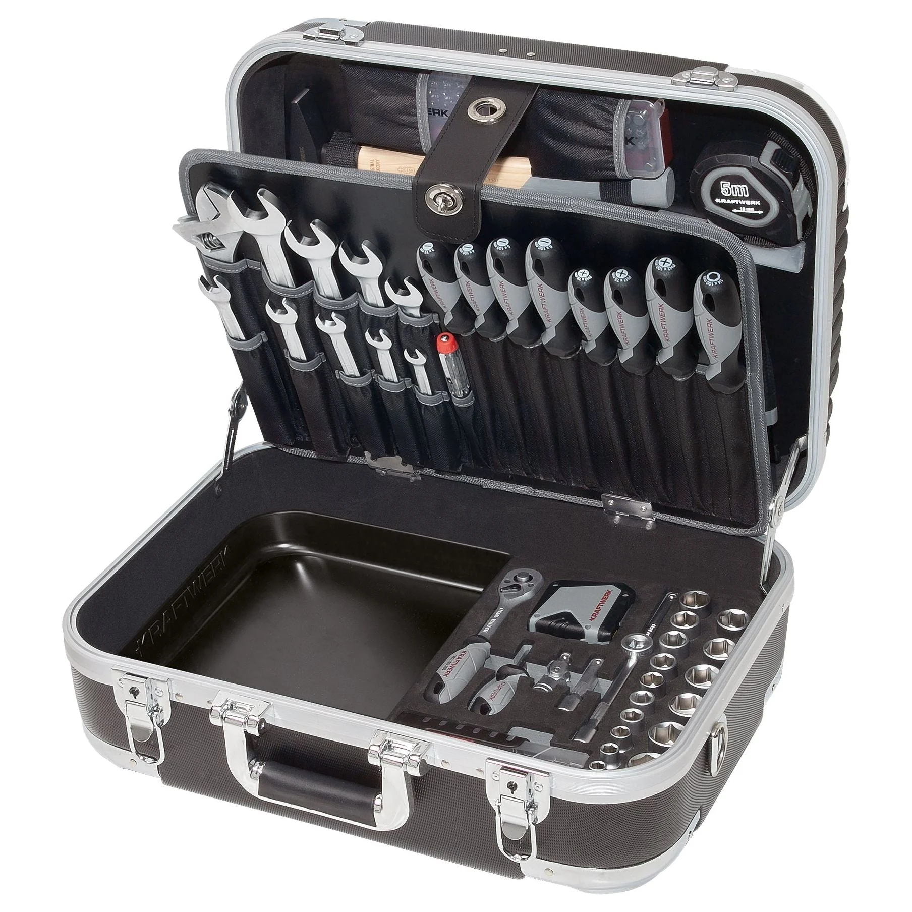 Kraftwerk BASIC LINE 3/8“ Werkzeugkoffer B160 mit Kunststoffschale, 162-tlg