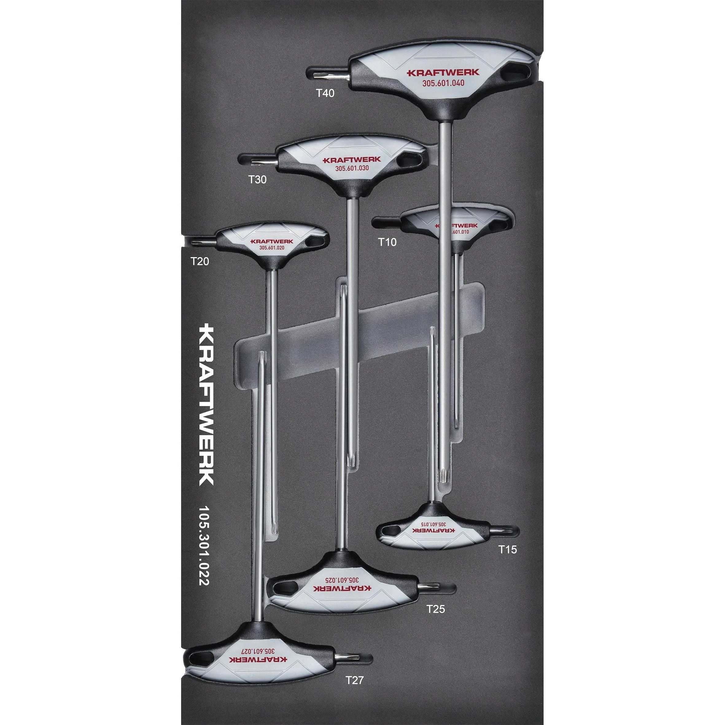 Kraftwerk BASIC LINE Winkelschraubendreher mit T-Griff, TX, TORX, EVA-Einlage, 20 x 40 cm, 7-tlg
