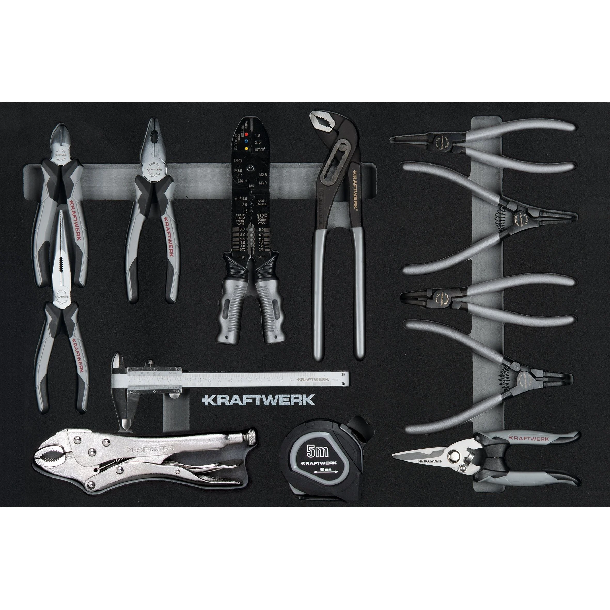 Kraftwerk BASIC LINE Zangen und Messwerkzeug EVA-Einlage, 60 x 40 cm, 13-tlg