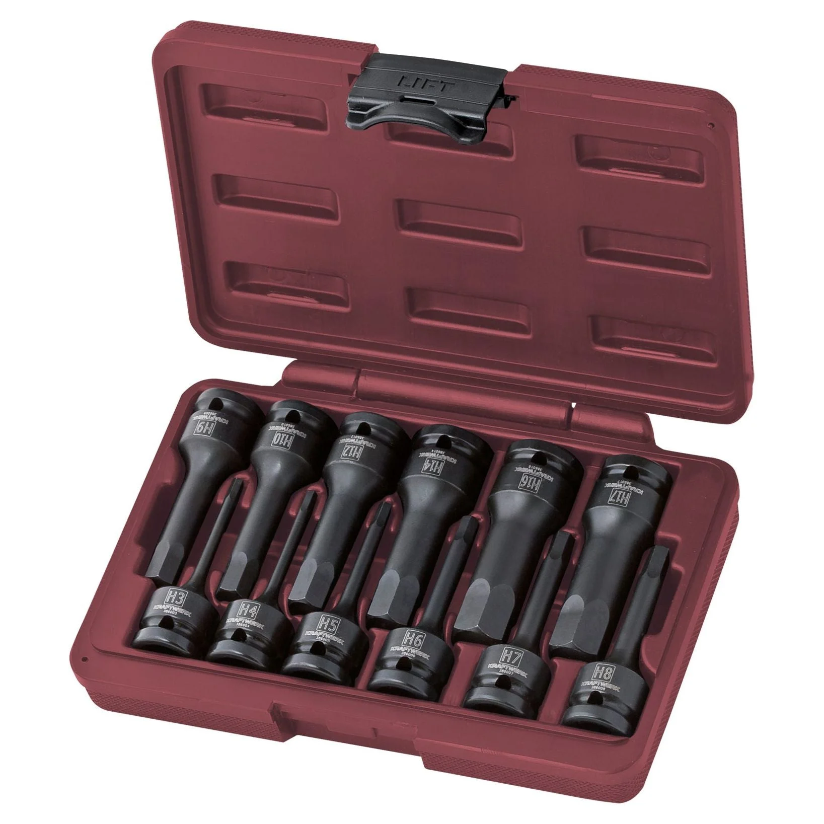 Kraftwerk PRO LINE 1/2" Innensechskant-Schlag-Steckschlüssel-Satz, lange Ausführung, 12-tlg