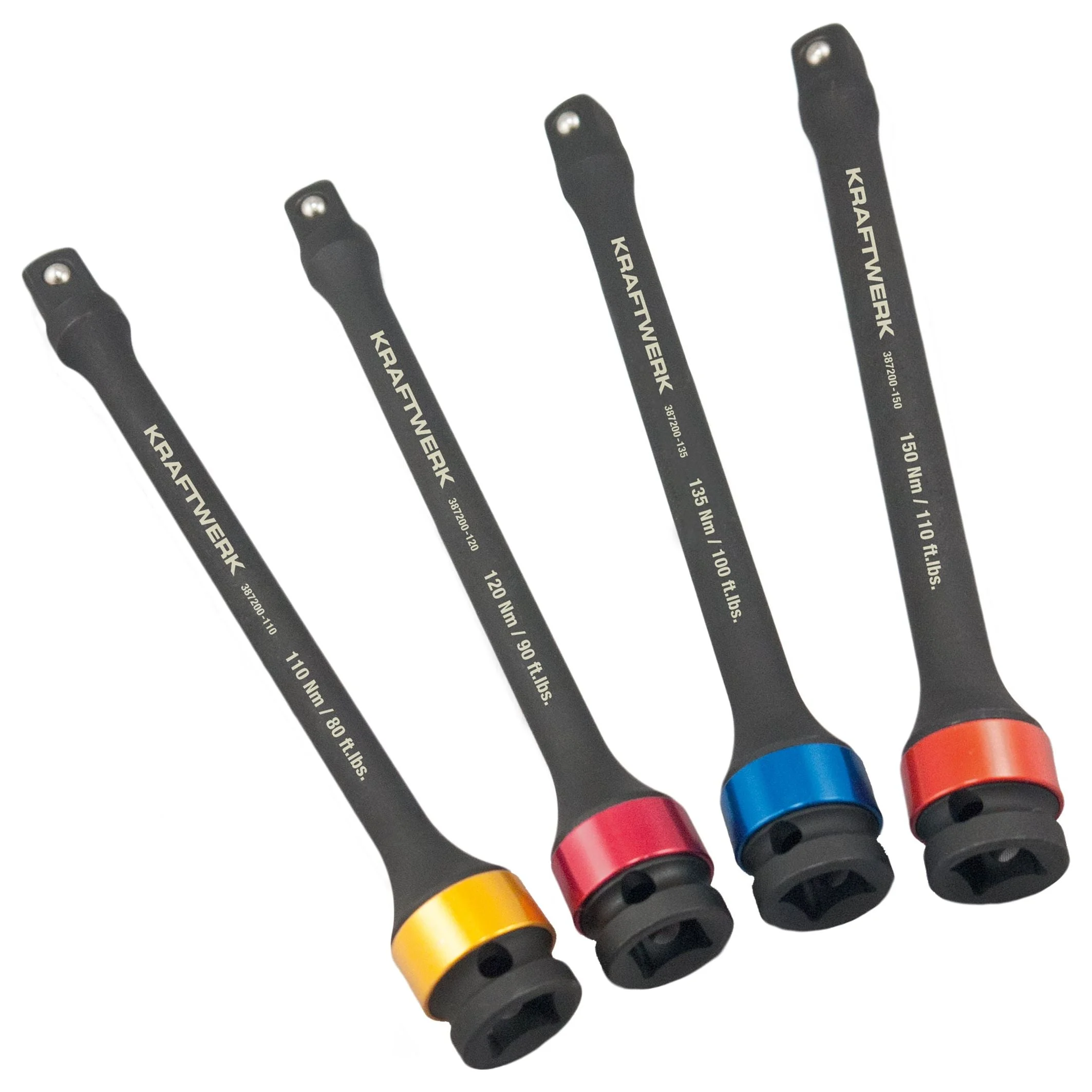 Kraftwerk PRO LINE 1/2" Schlag-Maschinenschrauber Verlängerung mit Drehmomentbegrenzung, 200 mm lang, 110 - 150 Nm, 4-tlg