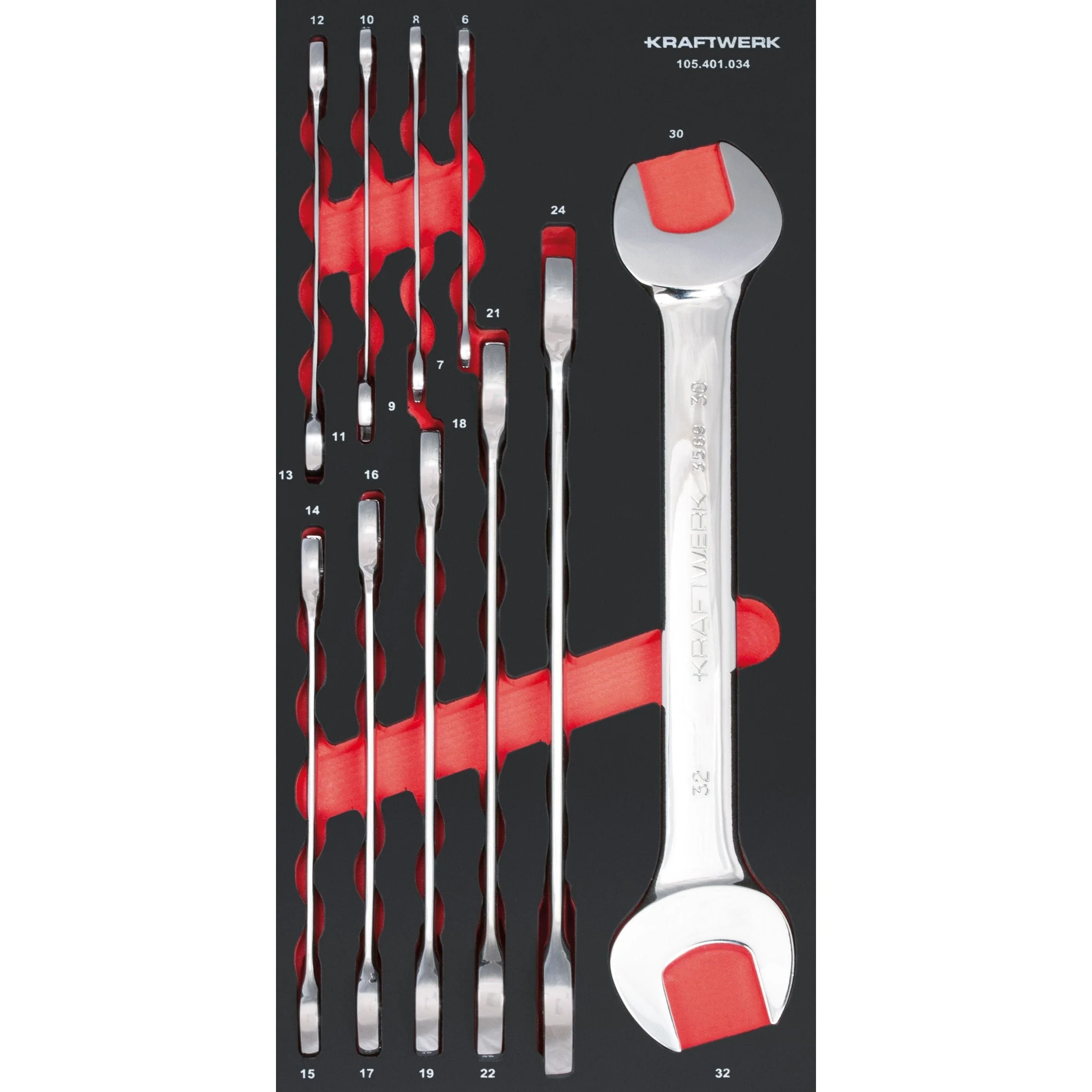 Kraftwerk PRO LINE Doppel-Maulschlüssel Set, EVA-Einlage, 20 x 40 cm, 10-tlg