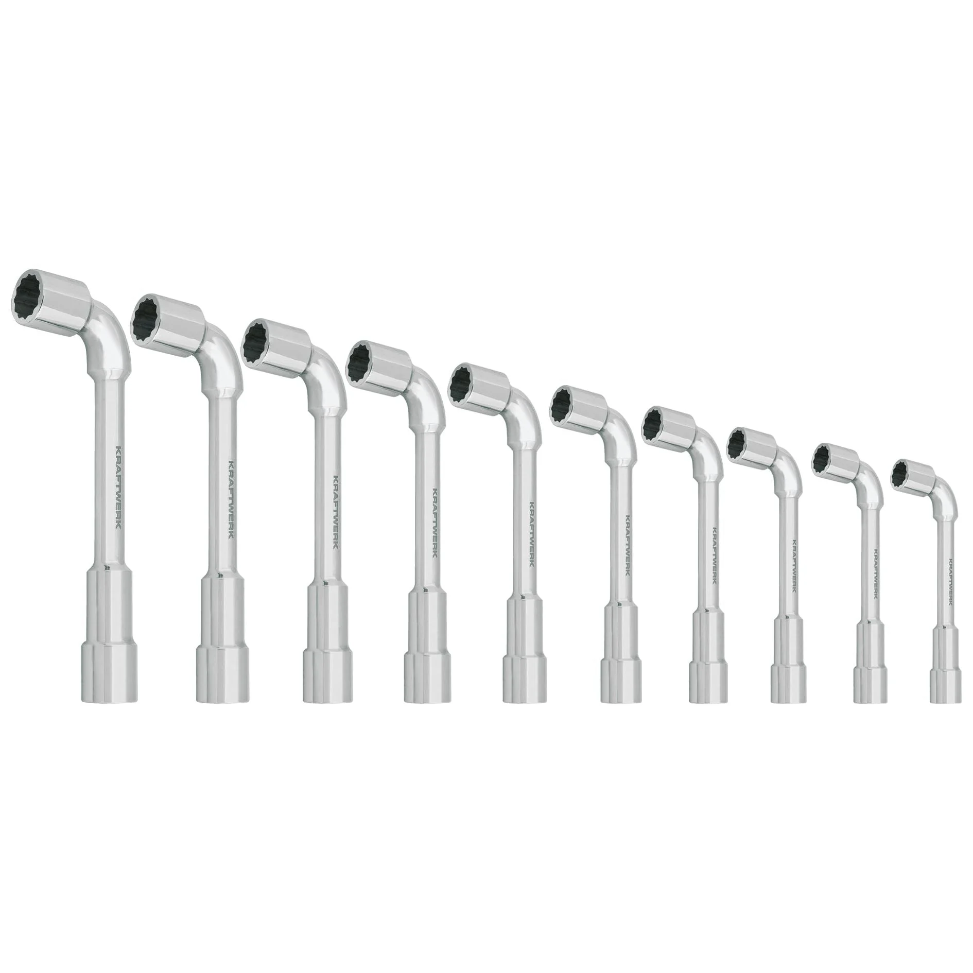 Kraftwerk PRO LINE Doppelsteckschlüssel mit Bohrung Set, Aussen Sechskant, Doppel-Sechskant, 12-kant, Pfeifenkopfschlüssel, 8 - 19 mm, 10-tlg
