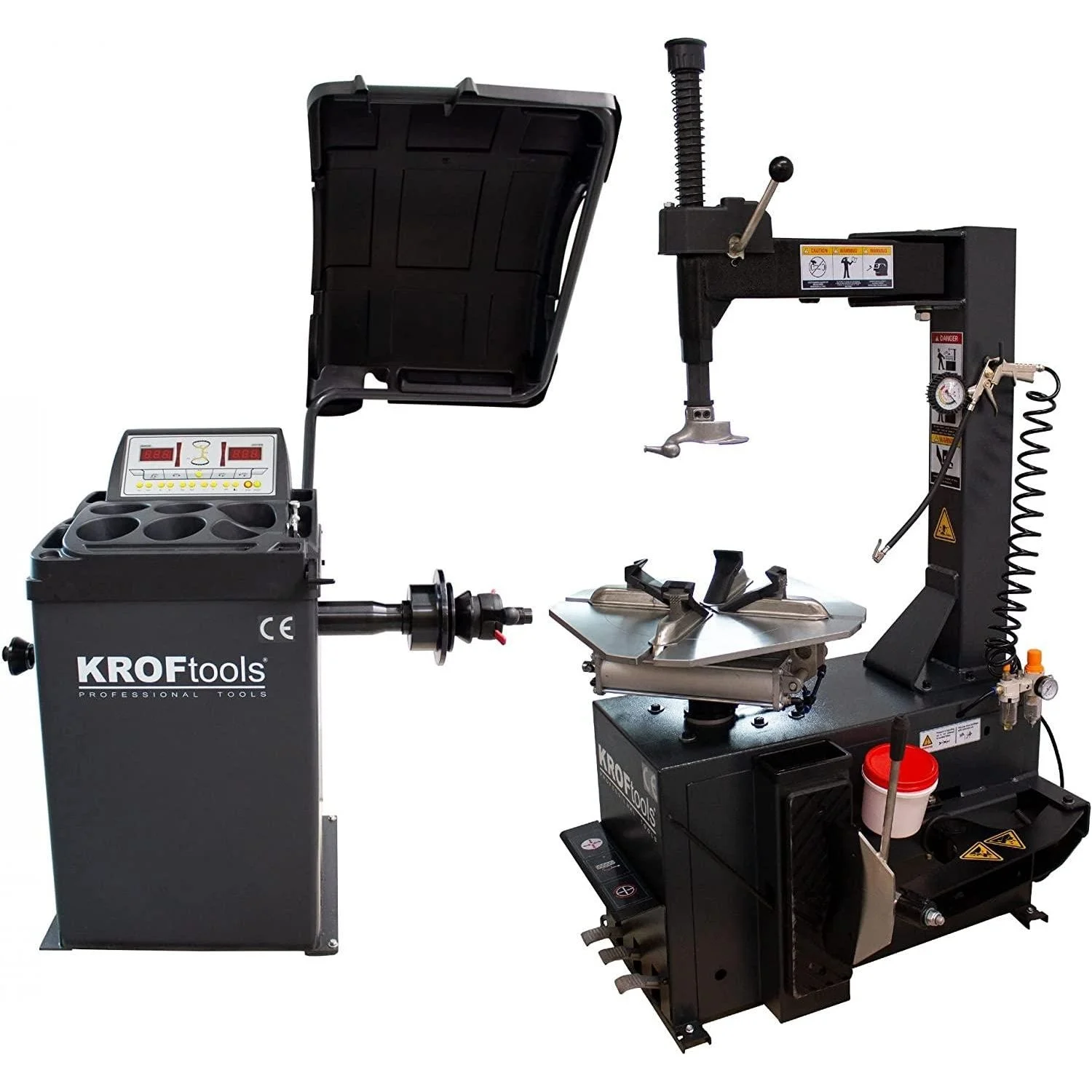 KROFtools Reifenmontiermaschine Set, Reifenmontiergerät Set mit Radauswuchtmaschine, 220V - Modell KIT90219022