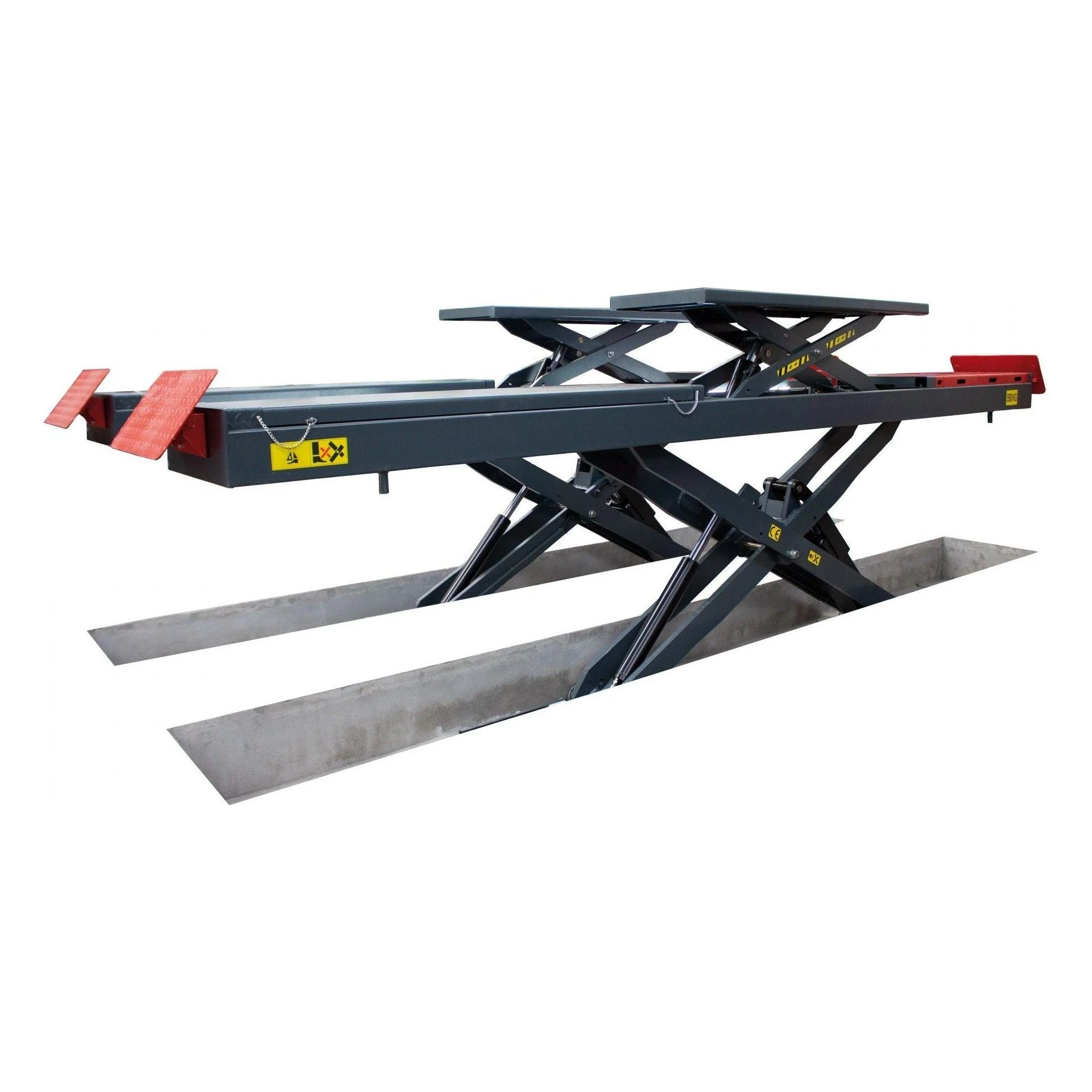 KROFtools Unterflur 3.5t Profi Scherenhebebühne 400V mit integriertem Achsfreiheber und LED Beleuchtung - 9824