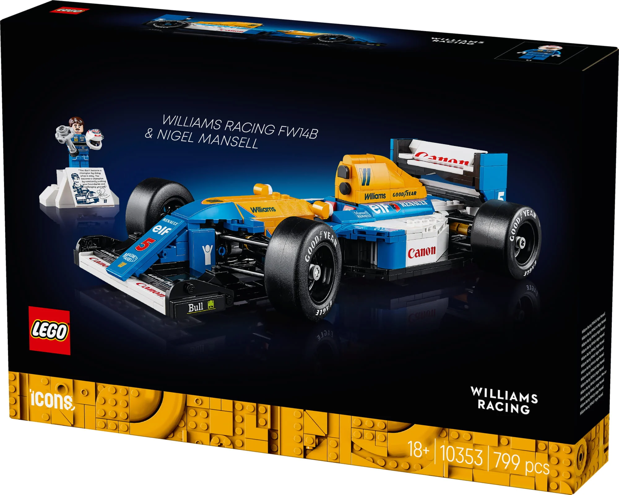 LEGO Icons Williams Racing FW14b mit Nigel Mansell - F1 Rennwagen zum Bauen