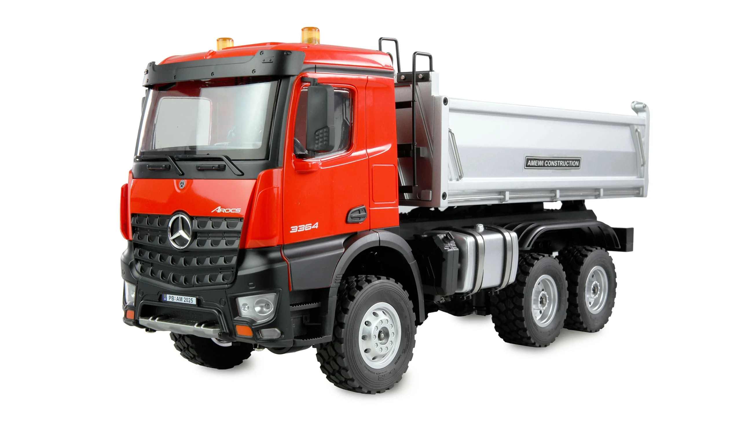 Mercedes-Benz Arocs 6x6 Kipper 1:14 RTR anthrazit - Metallmulde, LED, Sound, 6WD Rot