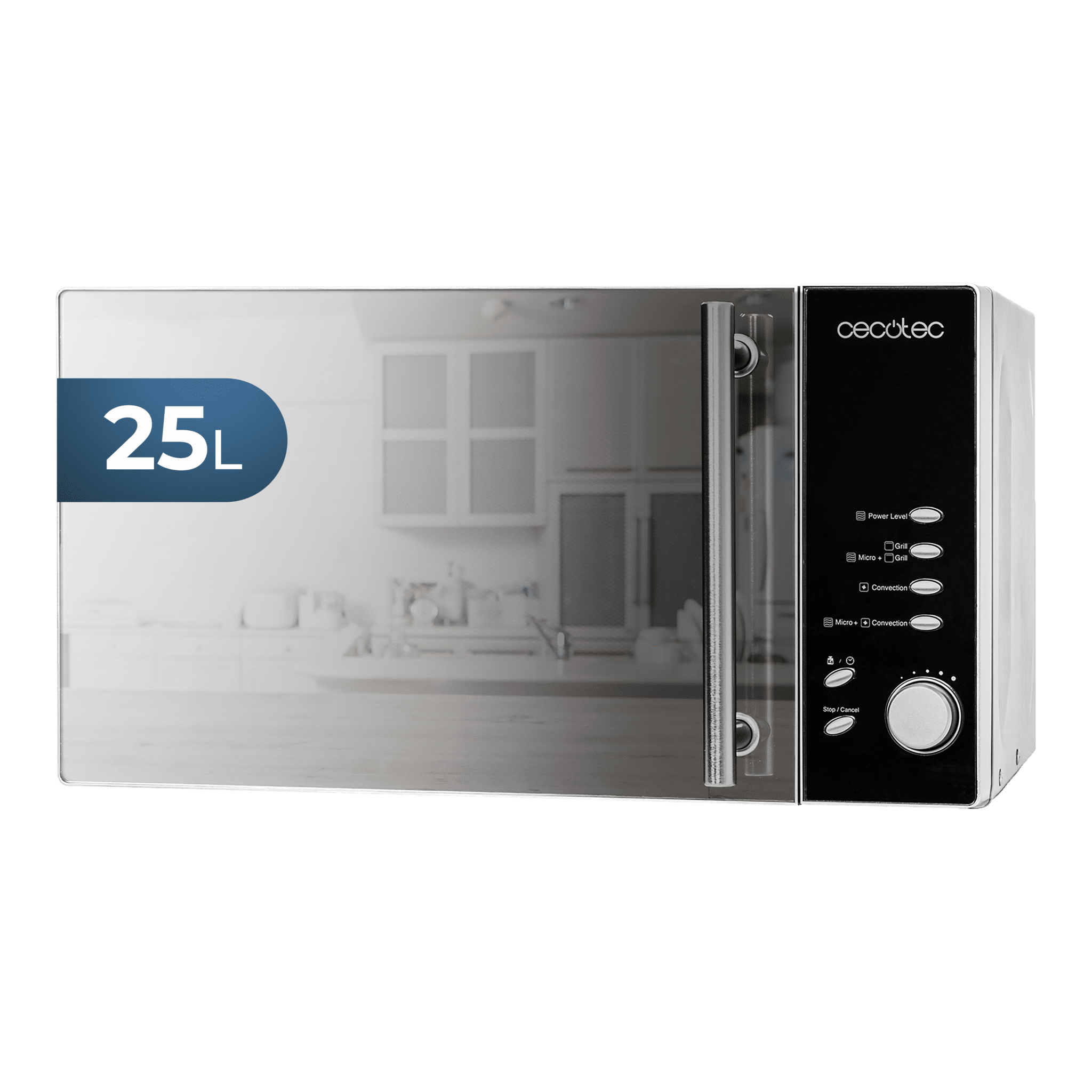 Mikrowelle Convection 2500 mit Grill. Leistung 900 W, Grill 1950 W, Fassungsvermögen 25 Liter, 8 voreingestellte Funktionen, kombinierte Modi, LED-Bildschirm