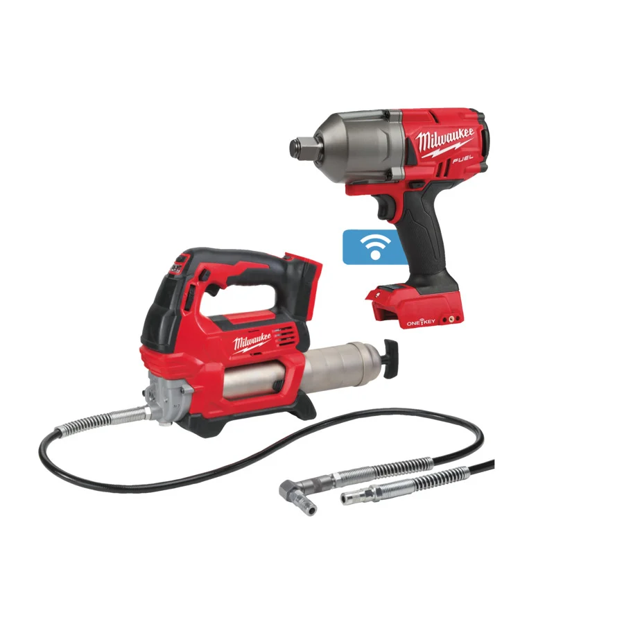 Milwaukee M18 FUEL Akku-Werkzeug-Set 2-teilig - Fettpresse und 3 /4 Zoll Schlagschrauber - M18ONEPP2Y-0X
