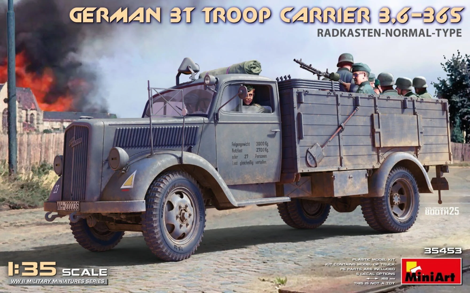 MiniArt 1:35 Deutscher 3t Truppentransporter 3,6-36S Modellbausatz mit Fotoätzteilen
