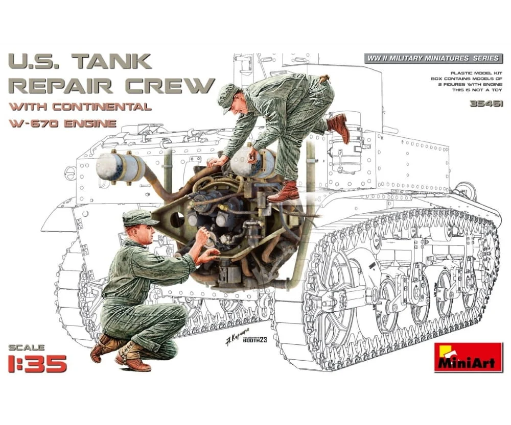 MiniArt 1:35 US Panzer Rep. Crew m. W670 Motor Plastik Modellbausatz