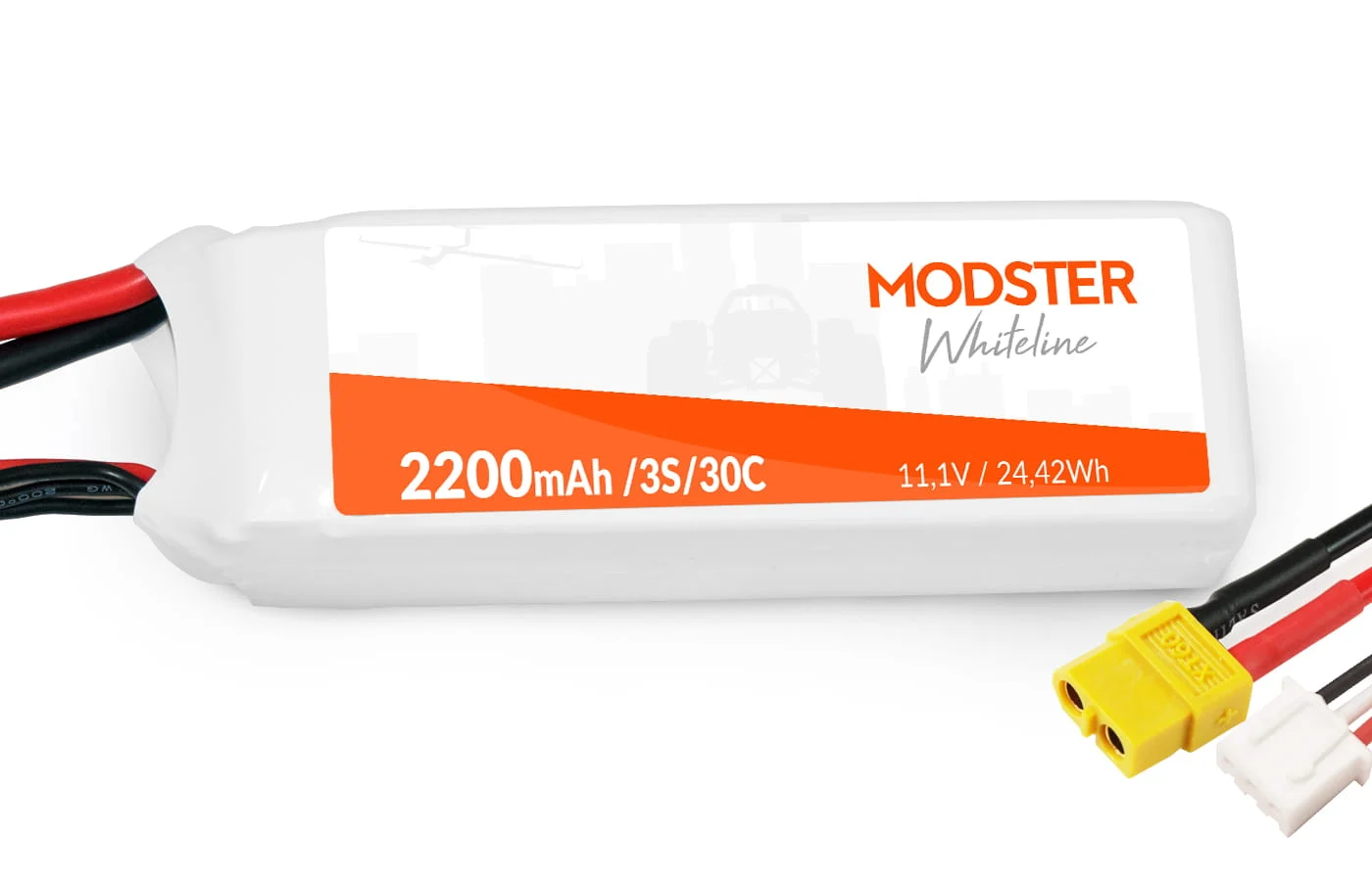 Modster Lipo Akku 3S 11,1V 2200 mAh 45C T-Plug WhiteLine