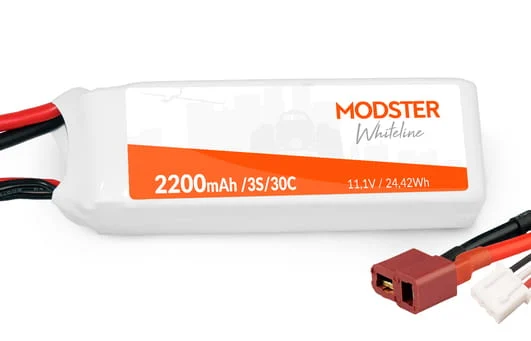 Modster Lipo Akku 3S 11,1V 2200mAh 30C T-Plug WhiteLine