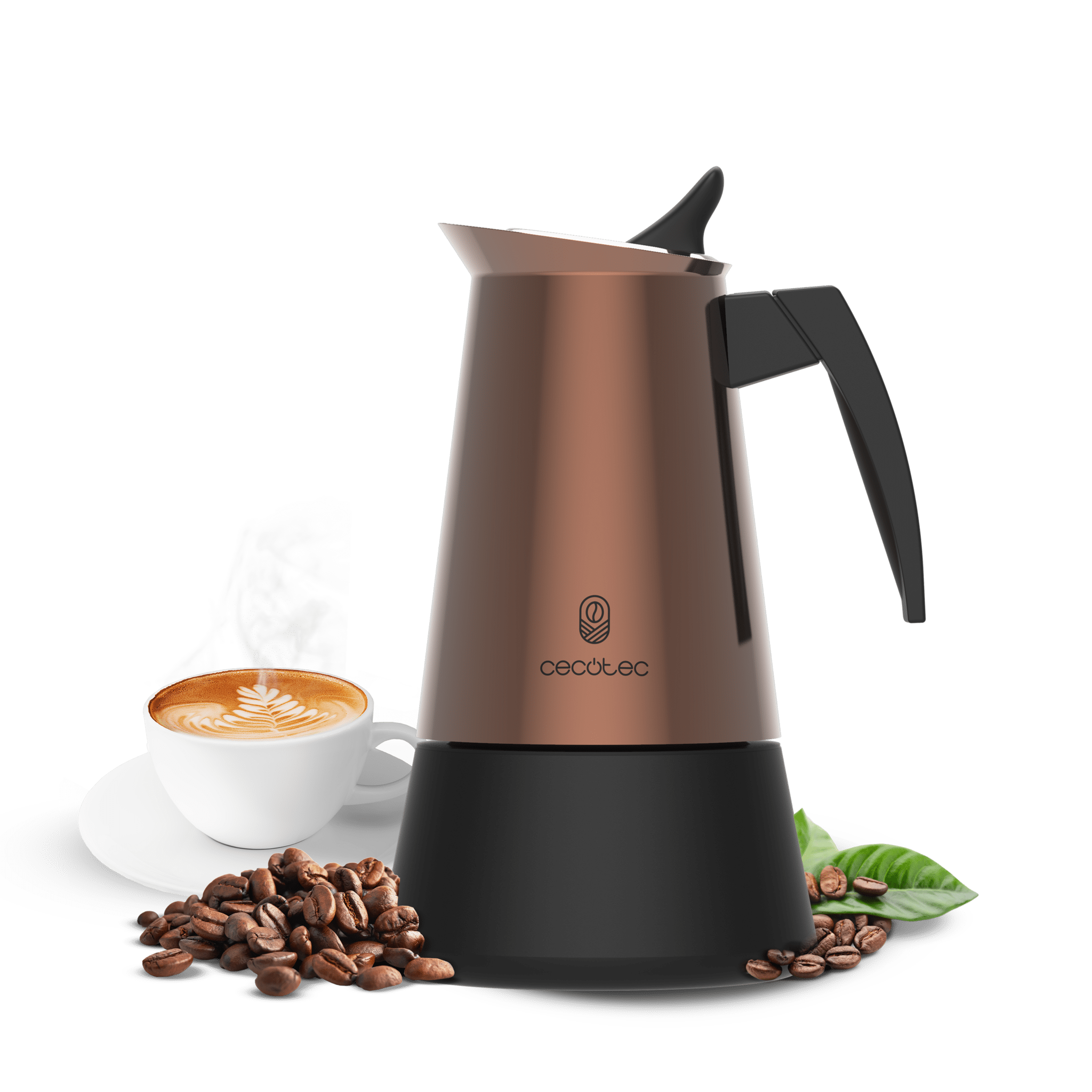 Piccolina 200 Bronze Italienische Kaffeemaschine aus hochwertigem Edelstahl, ideal für 2 Tassen Kaffee.