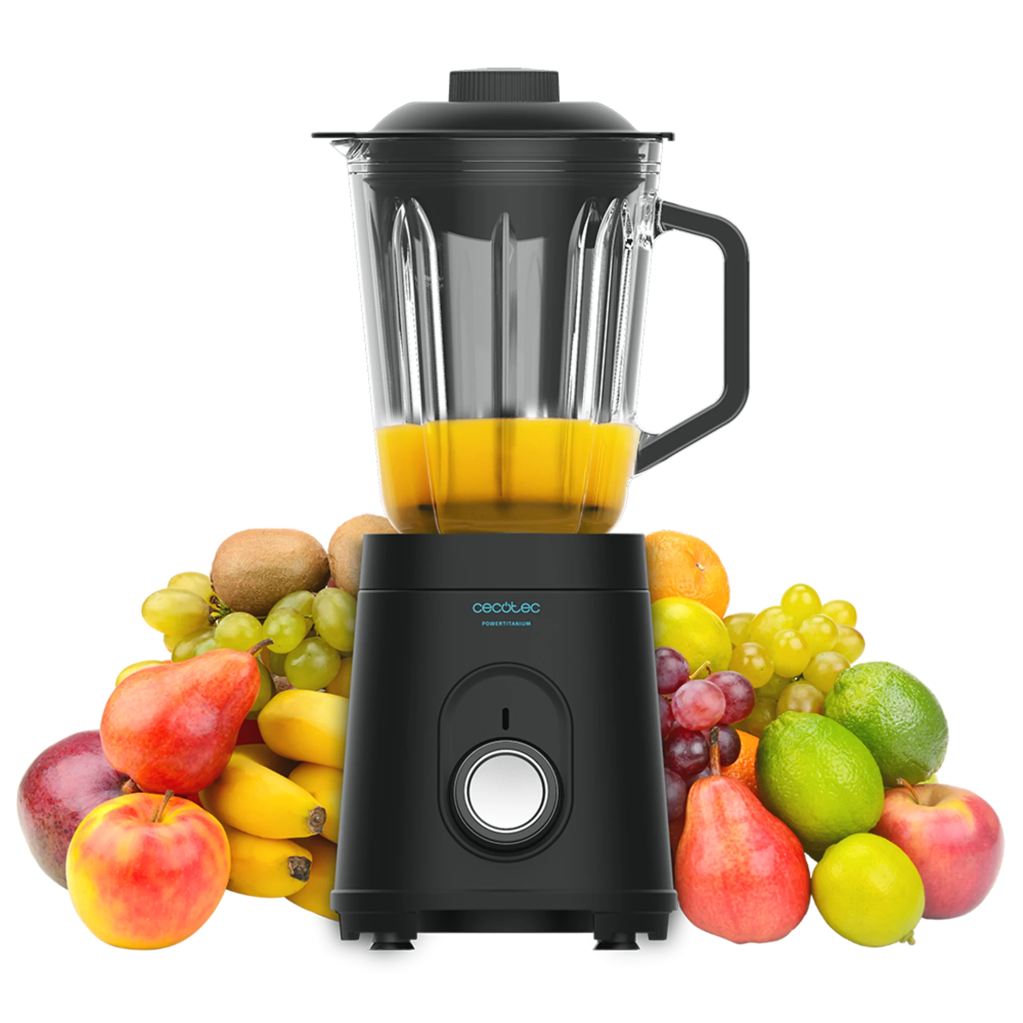 Power Black Titanium 1000 Standmixer 1000 Watt, 6-Klingen-Messer mit schwarzer Titan-Beschichtung, 1,5-L-Glaskanne, 5 Geschwindigkeiten