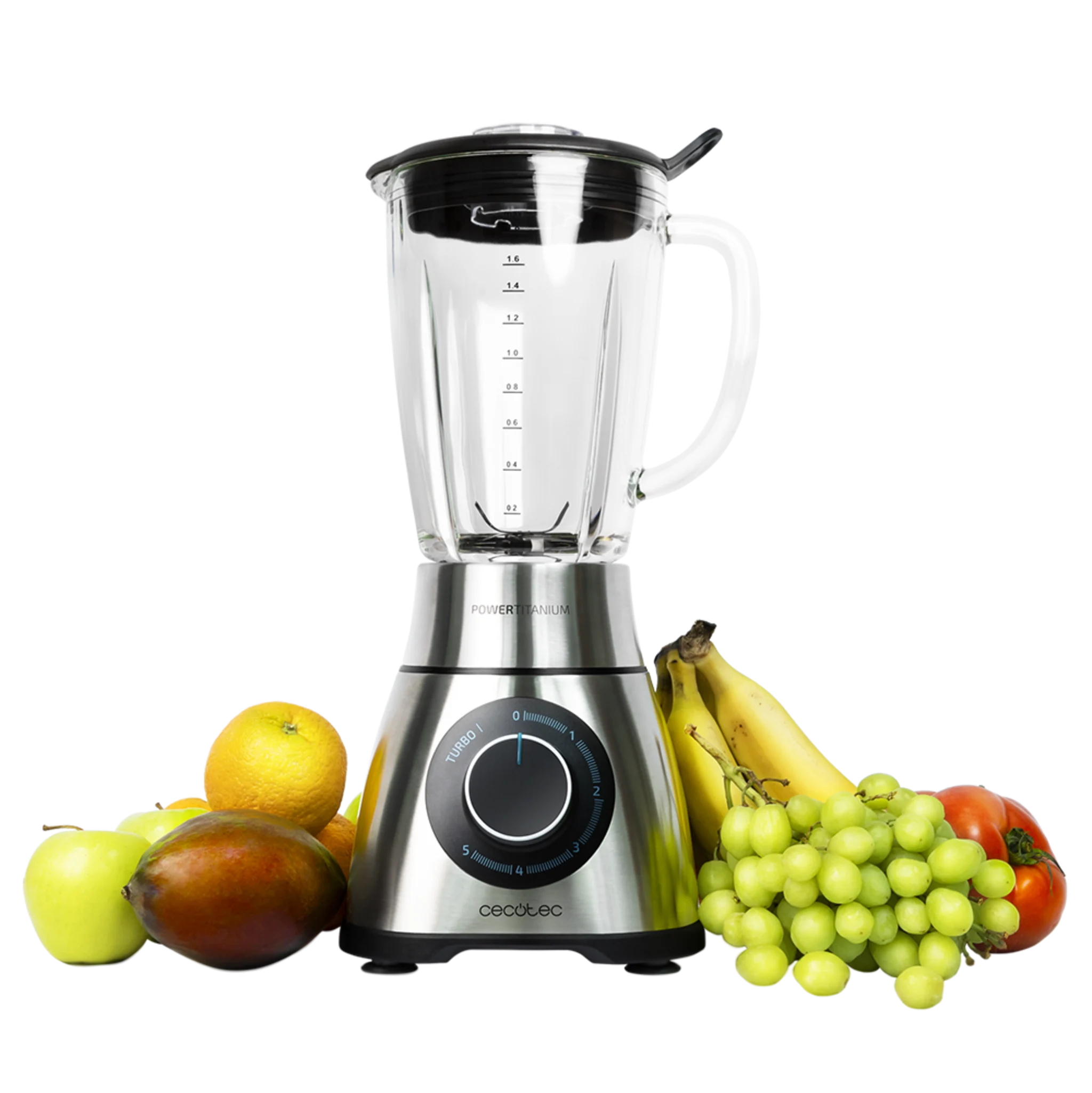 Power Black Titanium 1300 PerfectMix Standmixer Leistung 1300 W, 6 Klingen mit schwarzer Titanbeschichtung, Fassungsvermögen 1,8 Liter, inkl. Filter für Mixgetränke