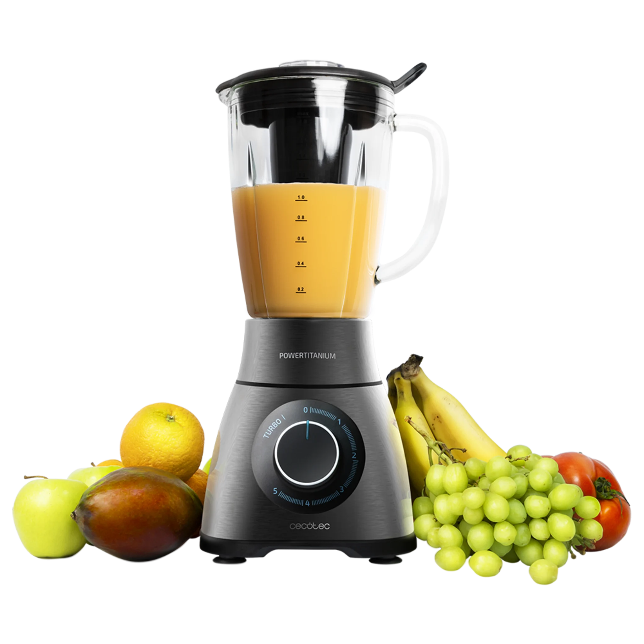 Power Black Titanium 1500 PerfectMix Standmixer Leistung 1500 W, 8 Klingen mit schwarzer Titanbeschichtung, Fassungsvermögen 1,8 Liter, inkl. Filter für Mixgetränke