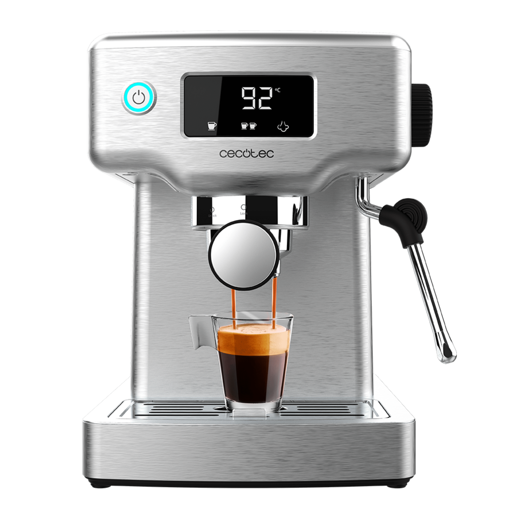 Power Espresso 20 Barista Kompakte Barista-Kaffeemaschine mit 20 bar, Digitalanzeige und Thermoblock.