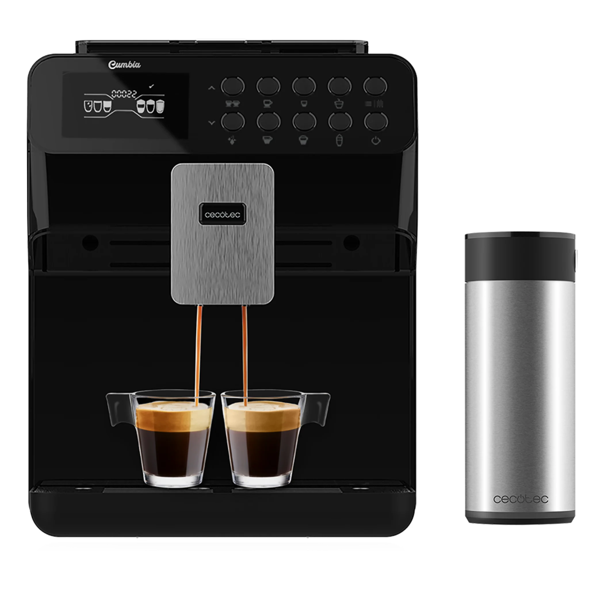 Power Matic-ccino 7000 Serie Nera Kaffeevollautomat Milchtank, Digitalanzeige, Anpassbarer Kaffee, ForceAroma Technology 19 bar Druck, Tassenwärmeschale