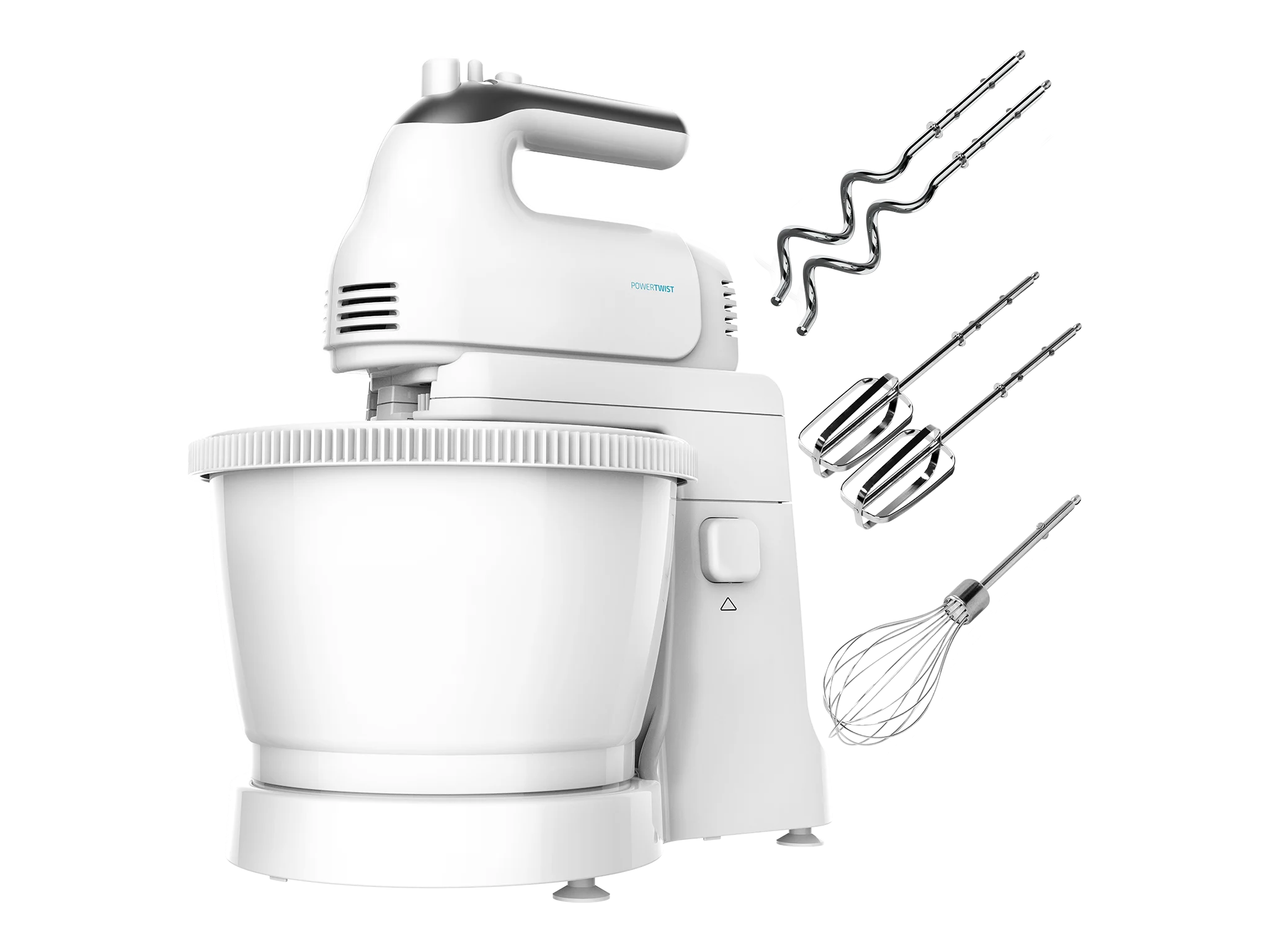 PowerTwist 500 Gyro Knetmaschine 500 Watt, 3,5-Liter-Rührschüssel, 5 Geschwindigkeitsstufen, Turbofunktion, ergonomisches Design, 3 Zubehörteile