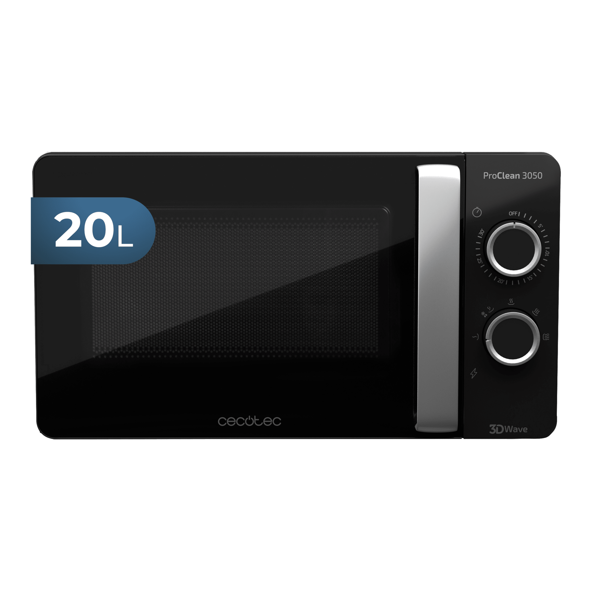 ProClean 3050 - Mikrowelle, 20l Fassungsvermögen, Ready2Clean Beschichtung, 700 Watt Leistung, 6 Betriebsstufen, 30 min Timer, Auftaumodus, Farbe Schwarz & Silber