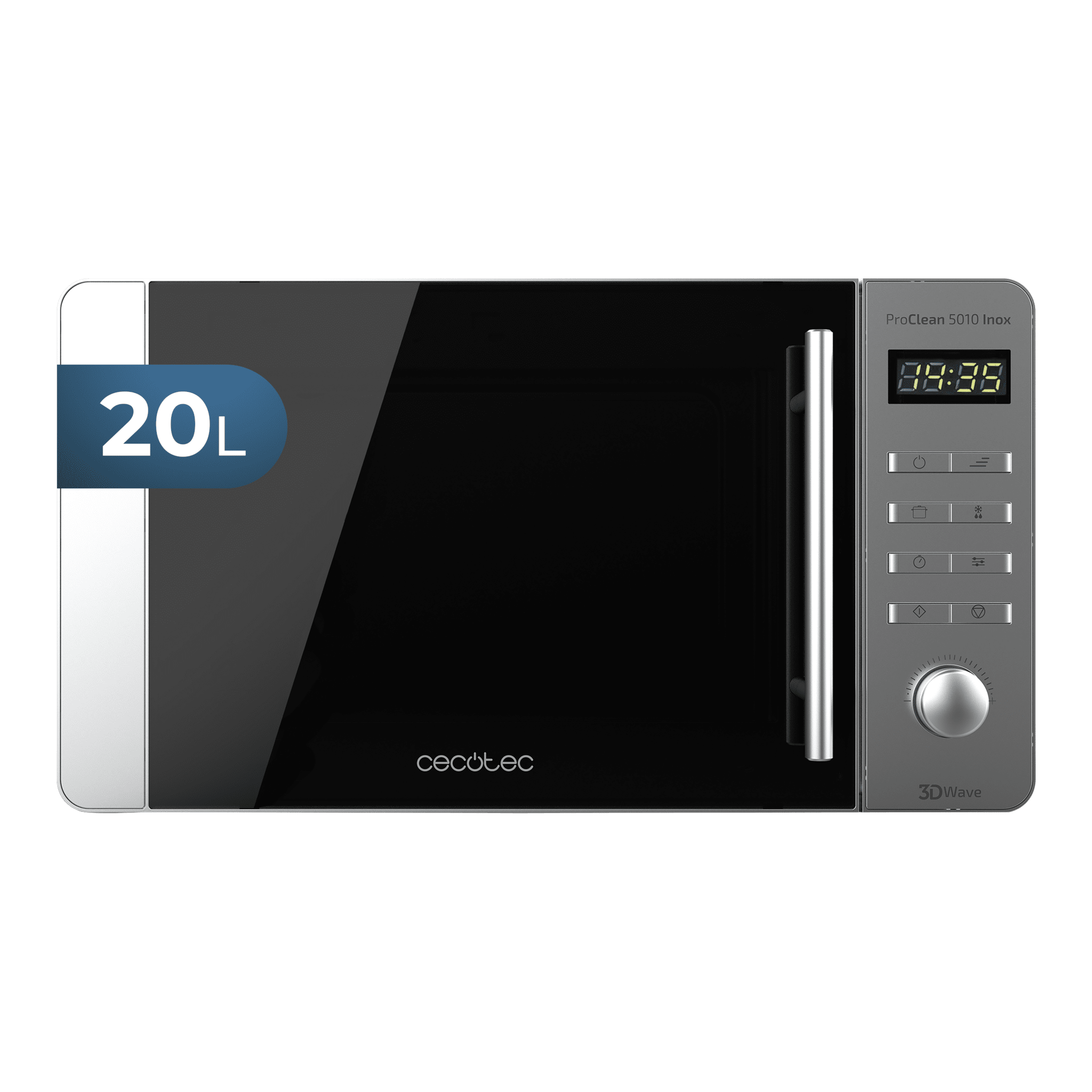 ProClean 5010 Mikrowelle 700 W, 20 L Fassungsvermögen, Ready2Clean-Beschichtung, 5 Betriebsstufen, 8 Programme, 3DWave-Technologie, Timer, Frontdesign und Griff aus Edelstahl