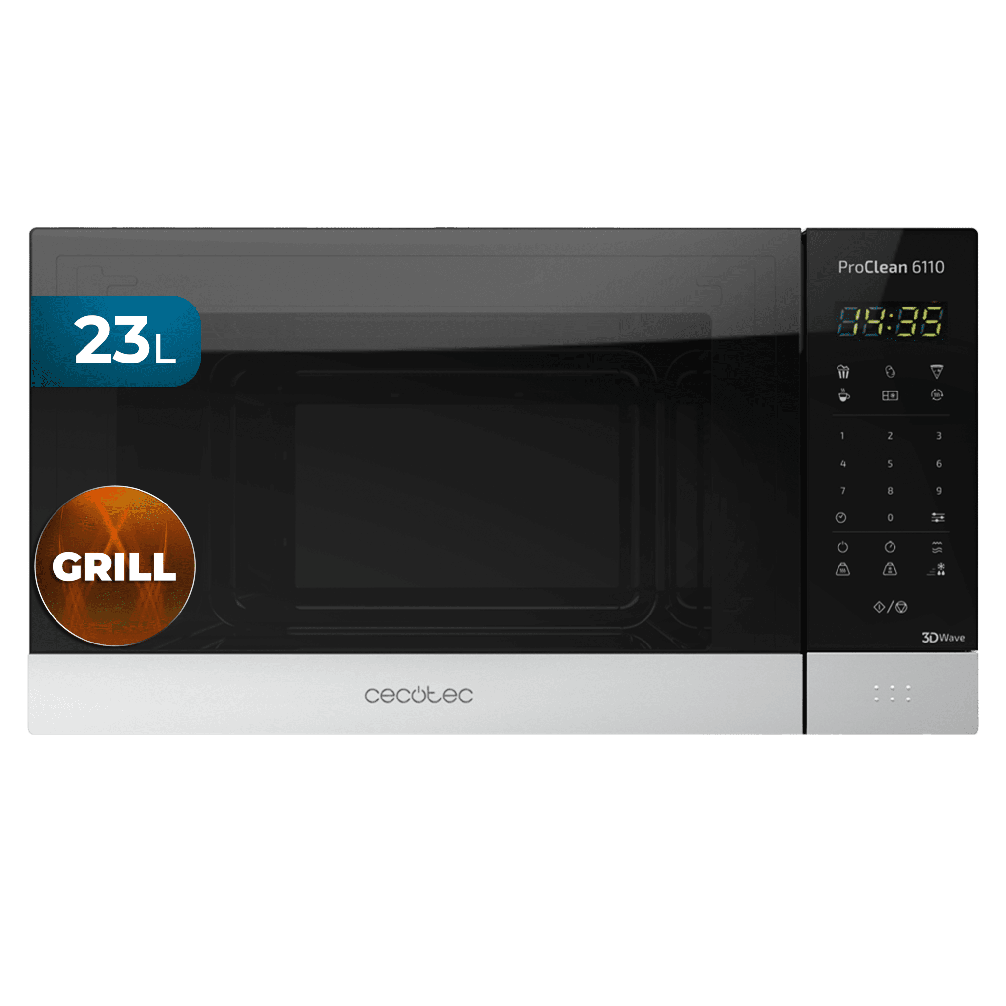 ProClean 6110 Mikrowelle 800 W und 1000 W Grill, Fassungsvermögen 23 L, Ready2Clean-Beschichtung für bessere Reinigung, 3DWave-Technologie, Edelstahl-Design