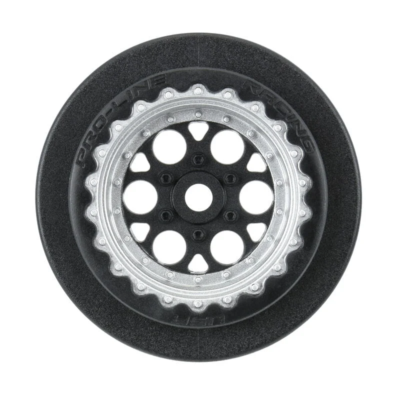Proline 1:16 Showtime+ Rear 8mm Hex Wheels Black/Silver (2): Losi Mini Drag