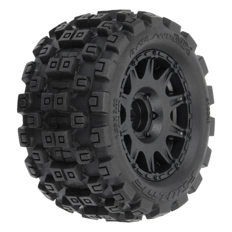 Proline 1:18 Badlands MX 1.85 F/R MTD 12mm Black Raid: Granite GROM