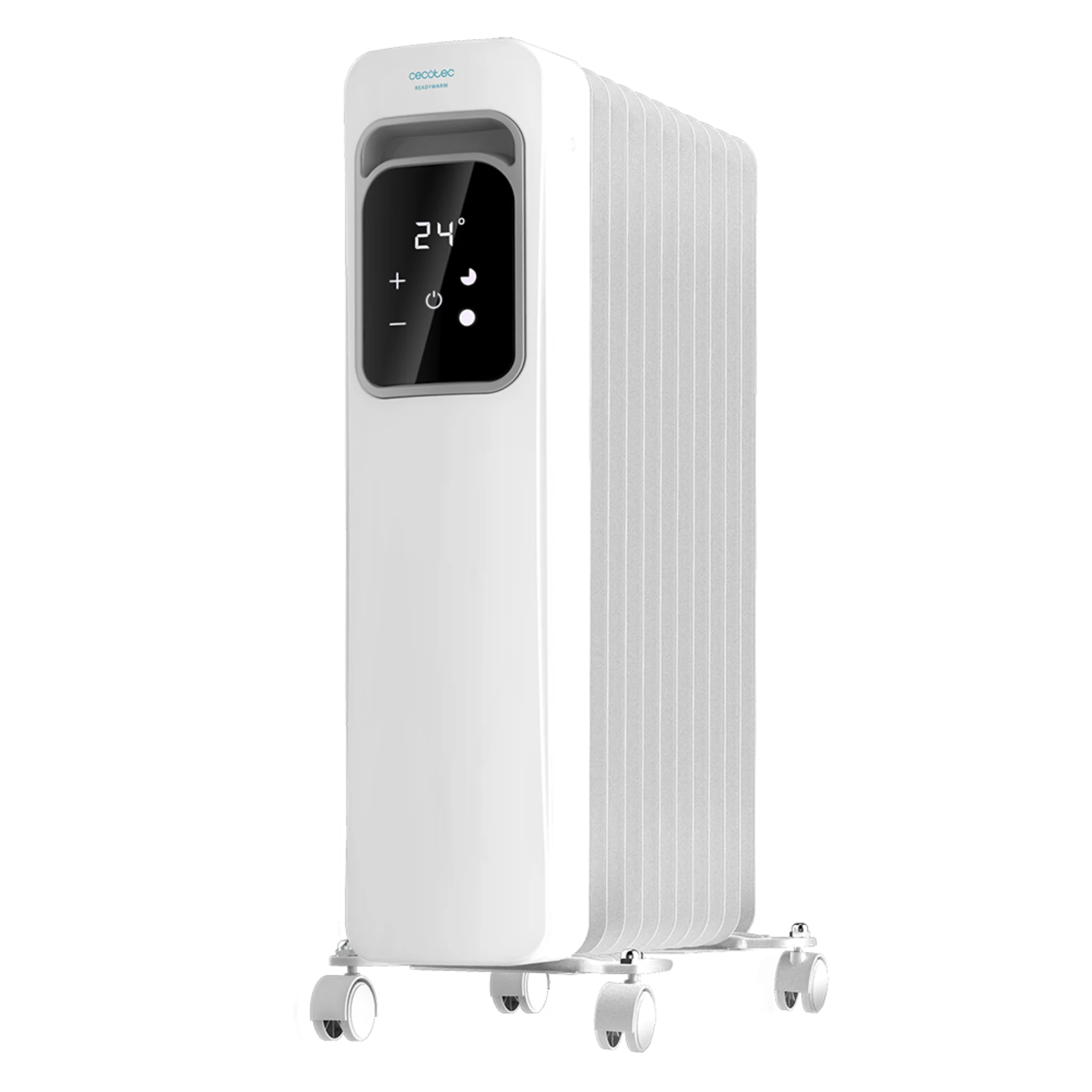 Ready Warm 11000 Touch Elektrischer Ölradiator. Low Power, 11 Elemente, 2500 W, 3 Betriebsmodi, LCD-Display, Touch Control, Timer 9h, Rollen, 25 m2