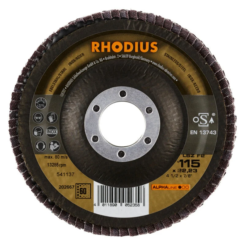 Rhodius Fächerscheibe abgeschrägt Ø115, 22mm, K60 R202667