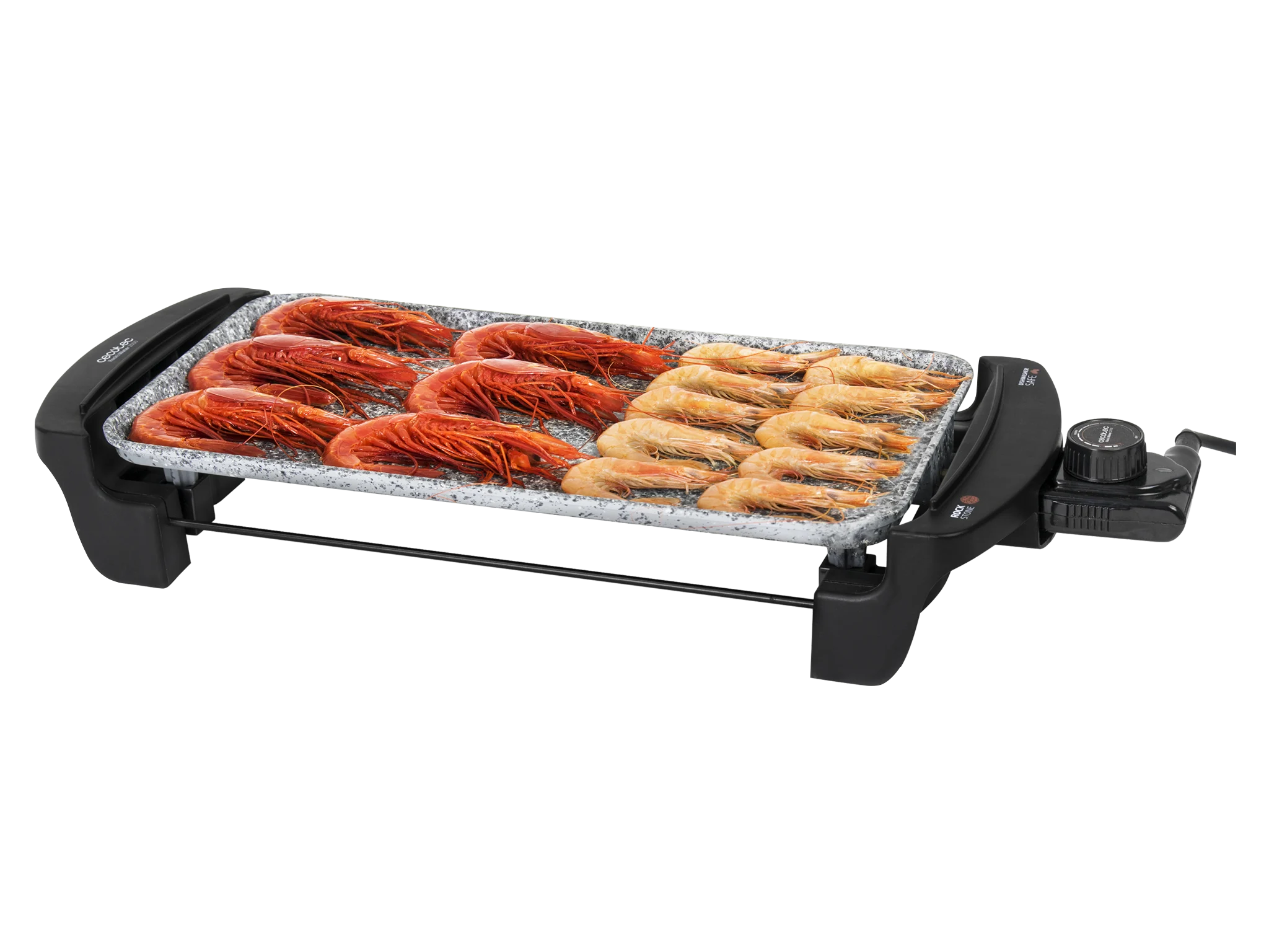 Rock&Water 2000 elektrische Grillplatte RockStone-Steinbeschichtung, einstellbarer Thermostat, spülmaschinenfest, 40X20