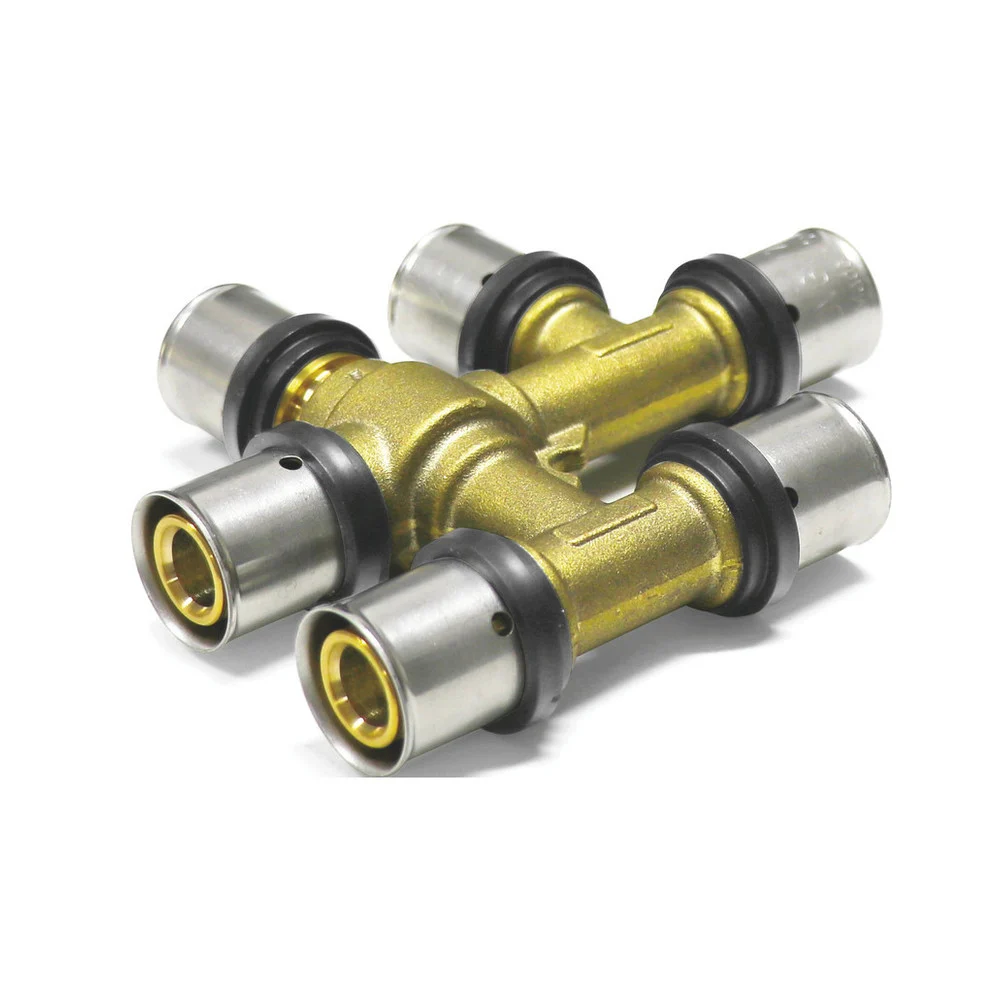 Sanpro Pressfitting kreuzungsfreies T-Stück TH Kontur, Größe 20x2 - Abgang 16x2 - 16x2