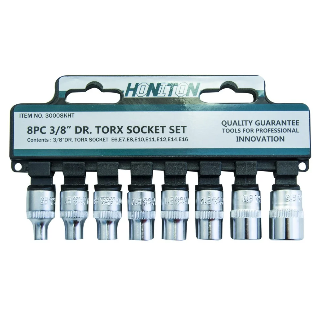 Satz Torx-Steckschlüssel E6-E16 3/8" mit Halter, HONITON