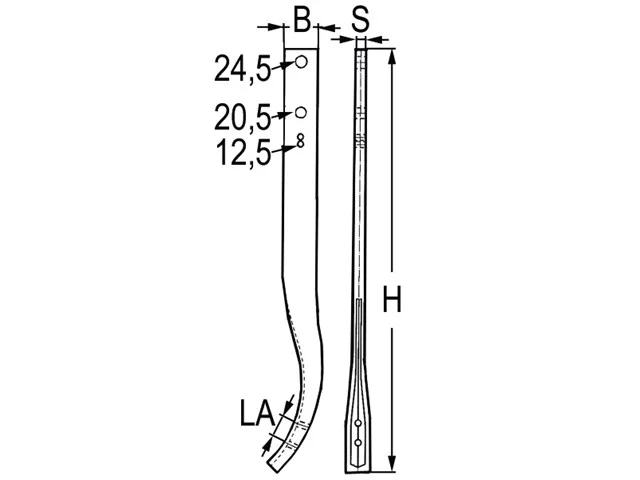 Schwergrubberstiel 22x70x875 LA=45mm