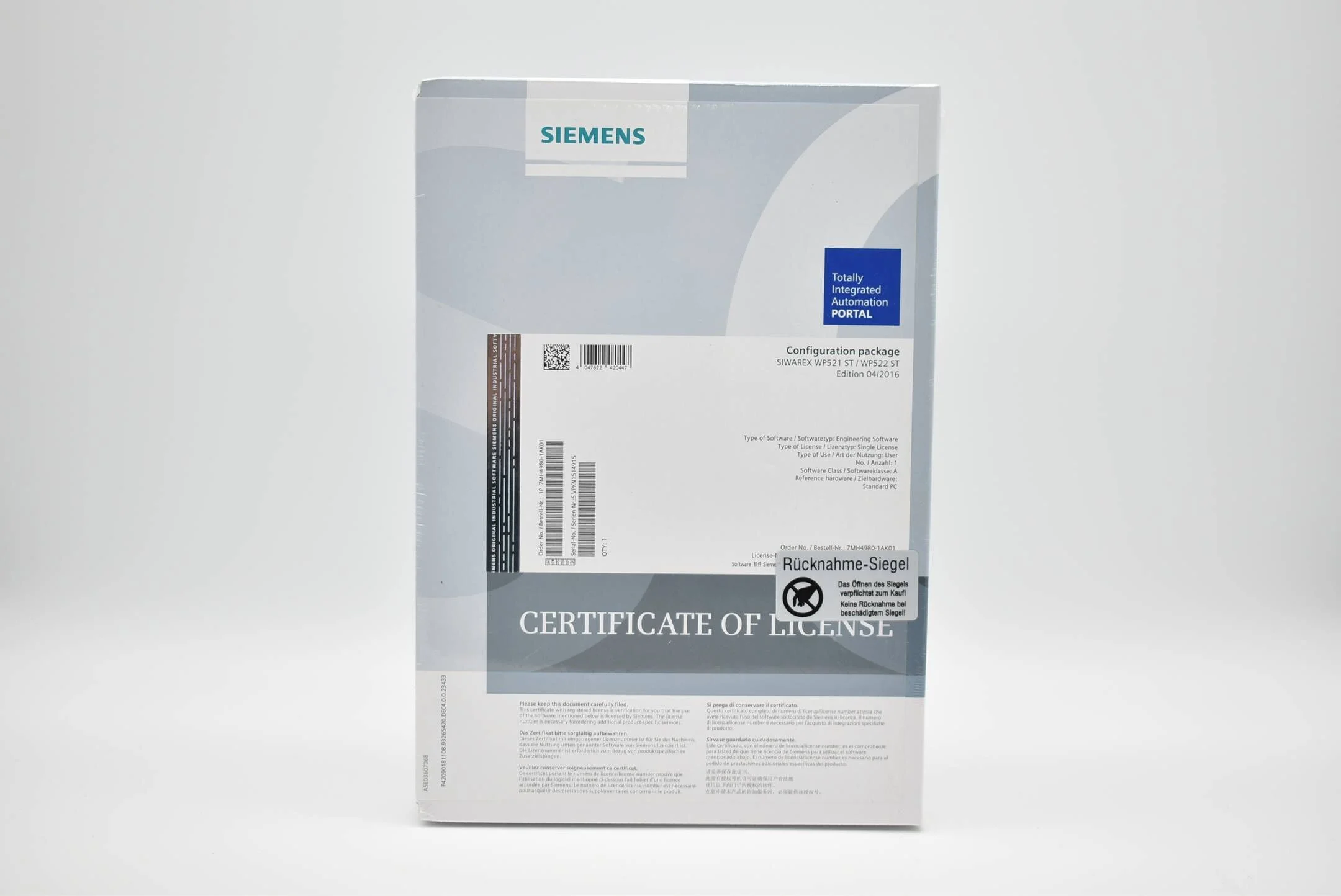 Siemens Configuration package SIWAREX WP521 ST / WP522 ST 7MH4980-1AK01