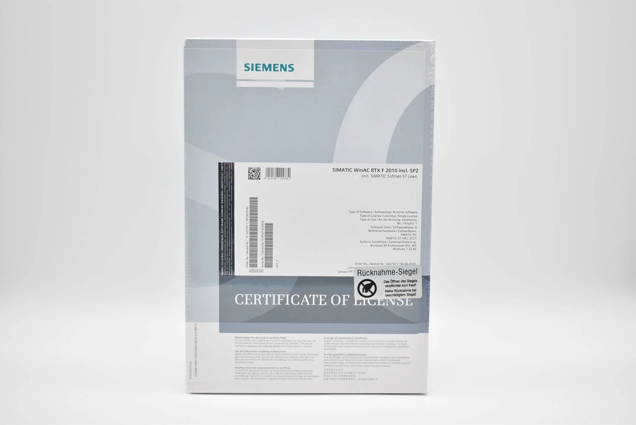 Siemens simatic WinAC RTX F 2010 6ES7671-1RC08-0YA0 ( 6ES7 671-1RC08-0YA0 )