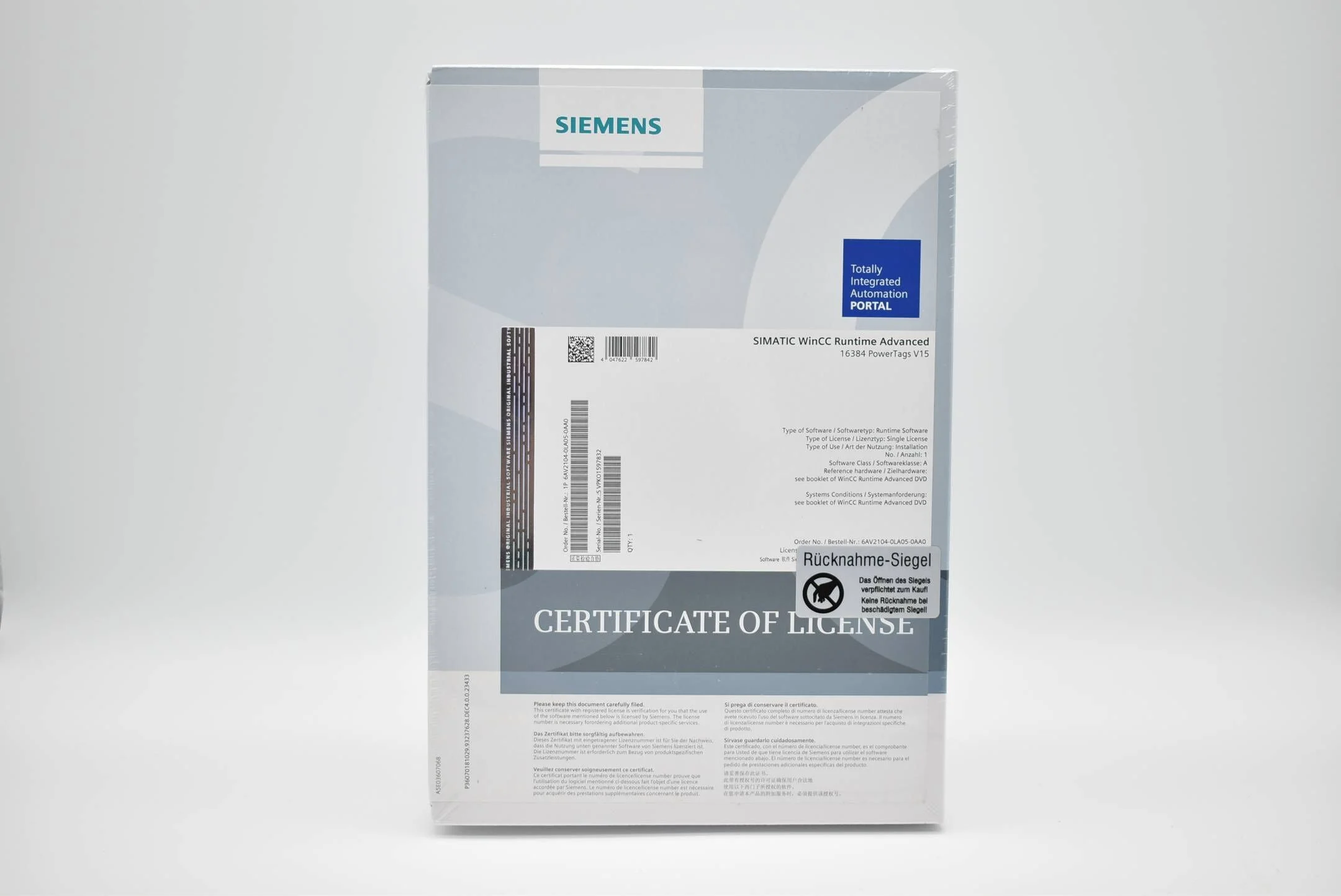 Siemens simatic WinCC Runtime Advanced 16384 PowerTags V15 6AV2104-0LA05-0AA0