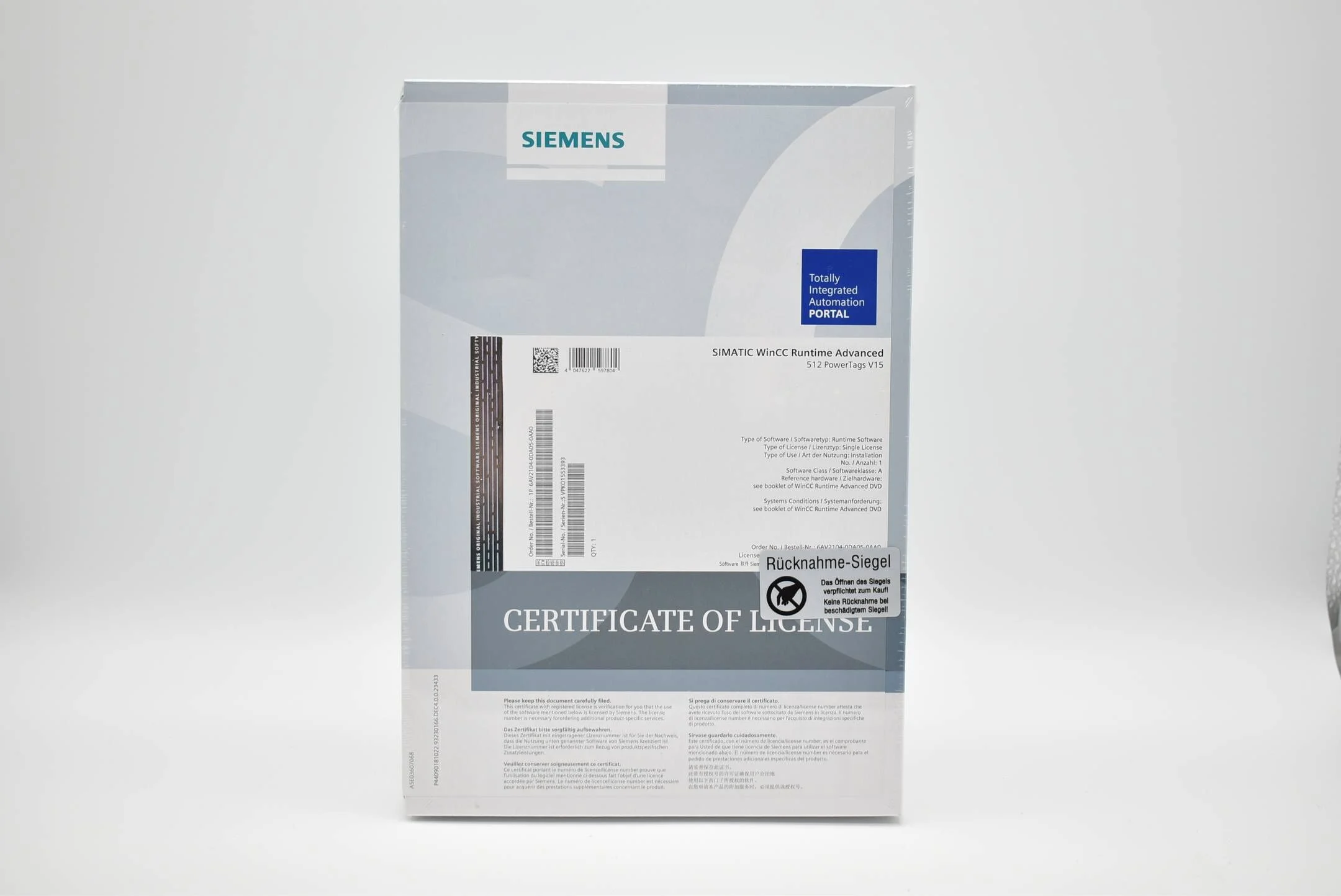 Siemens simatic WinCC Runtime Advanced 512 PowerTags V15 6AV2104-0DA05-0AA0