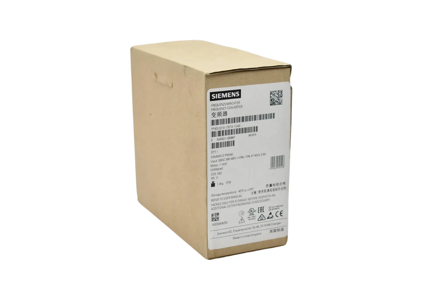 Siemens Sinamics PM240 6SL3224-0BE13-7UA0 ( 6SL3 224-0BE13-7UA0 ) V.D02