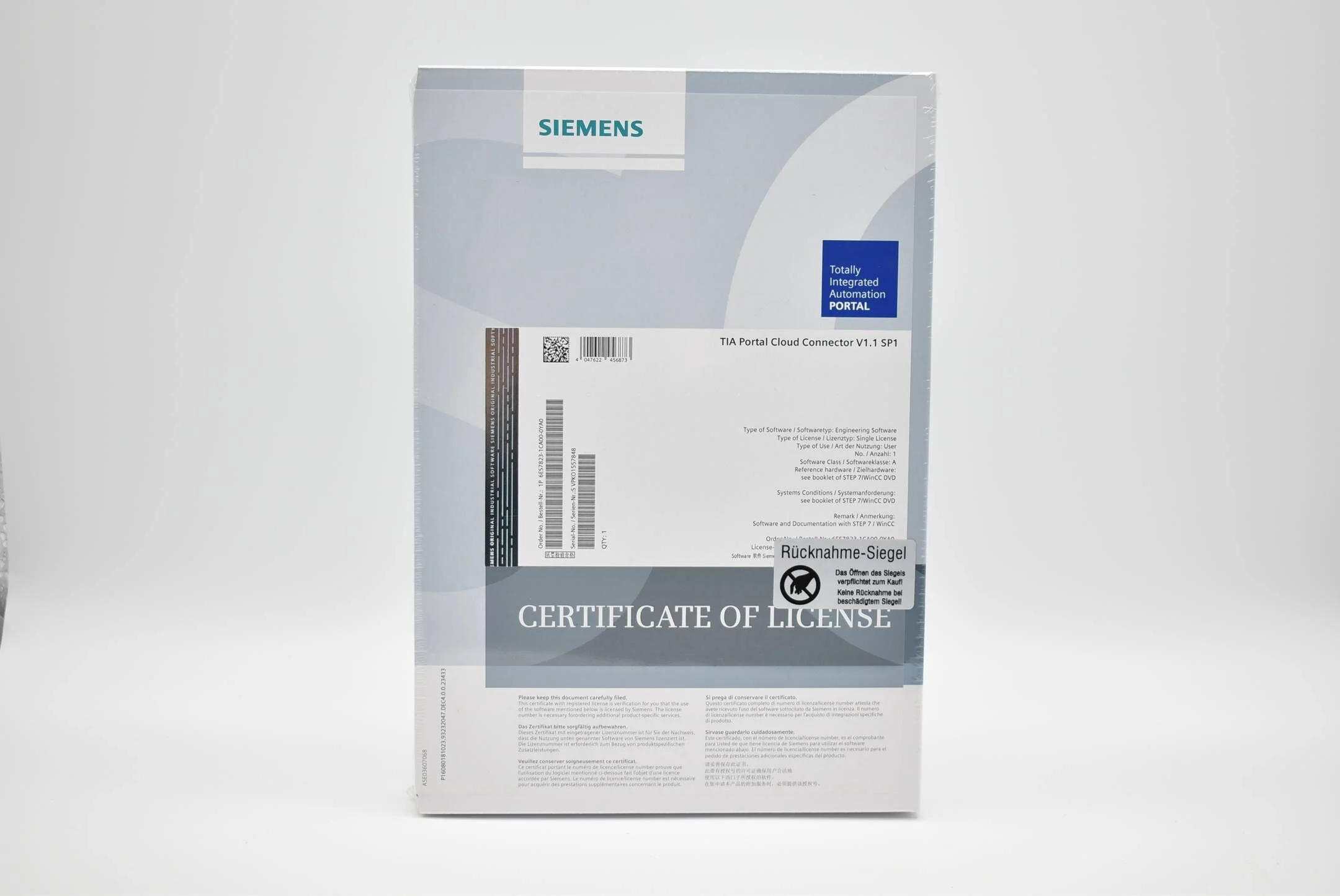 Siemens TIA Portal Cloud Connector V1.1 SP1 6ES7823-1CA00-0YA0