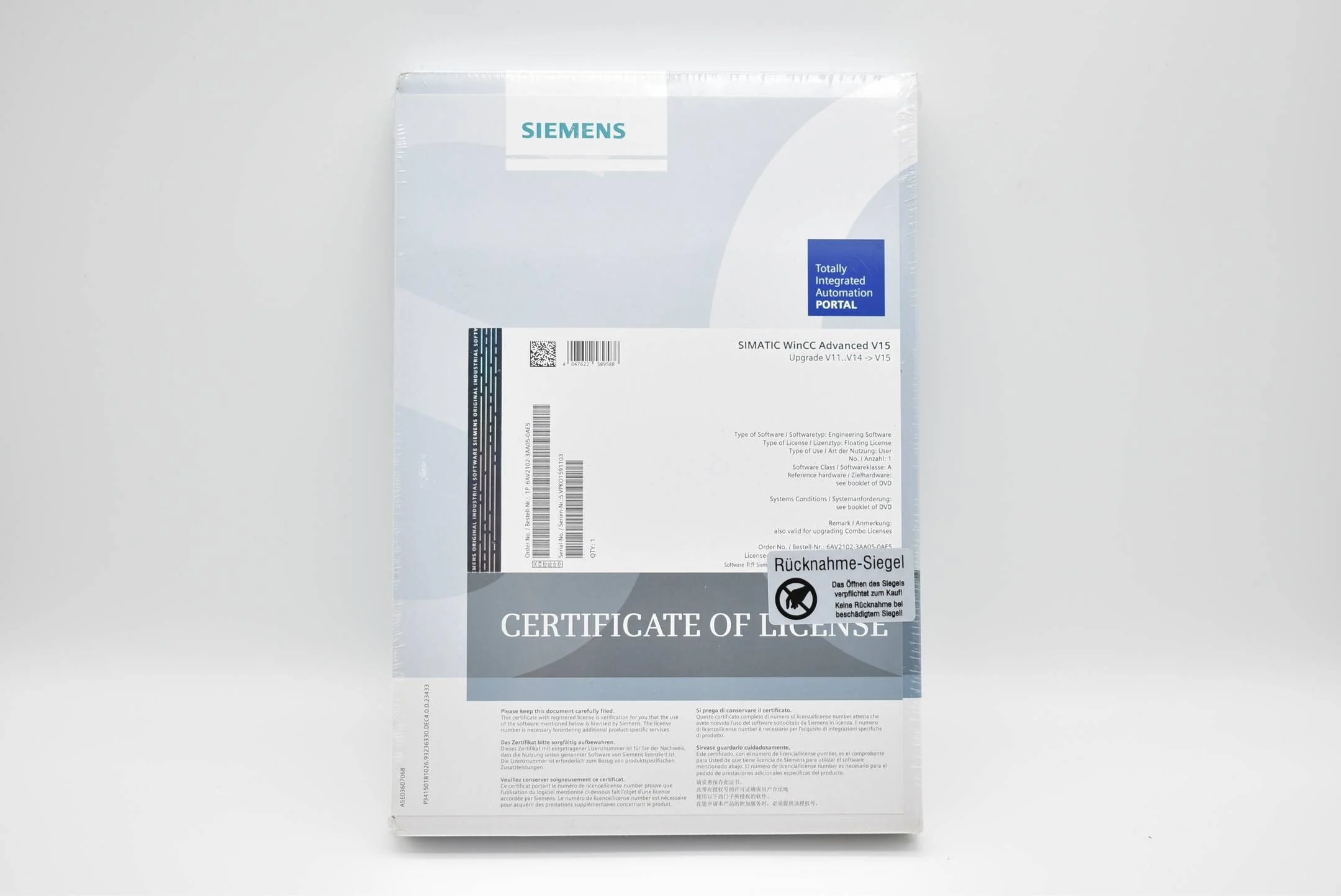 Siemens WinCC Advanced V15 Upgrade 6AV2102-3AA05-0AE5 ( 6AV2 102-3AA05-0AE5 )