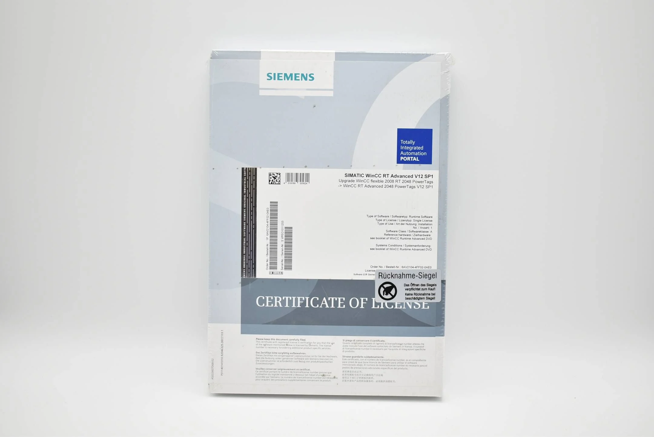 Siemens WinCC RT Advanced V12 SP1 6AV2104-4FF02-0AE0 ( 6AV2 104-4FF02-0AE0 )