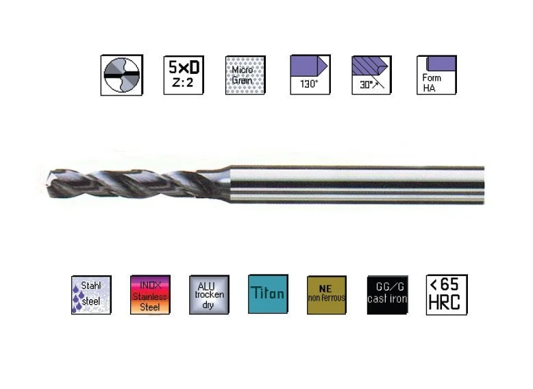 SK Mikrobohrer 1,7 x 38 mm 8xD TiAlN 130°, MICRON